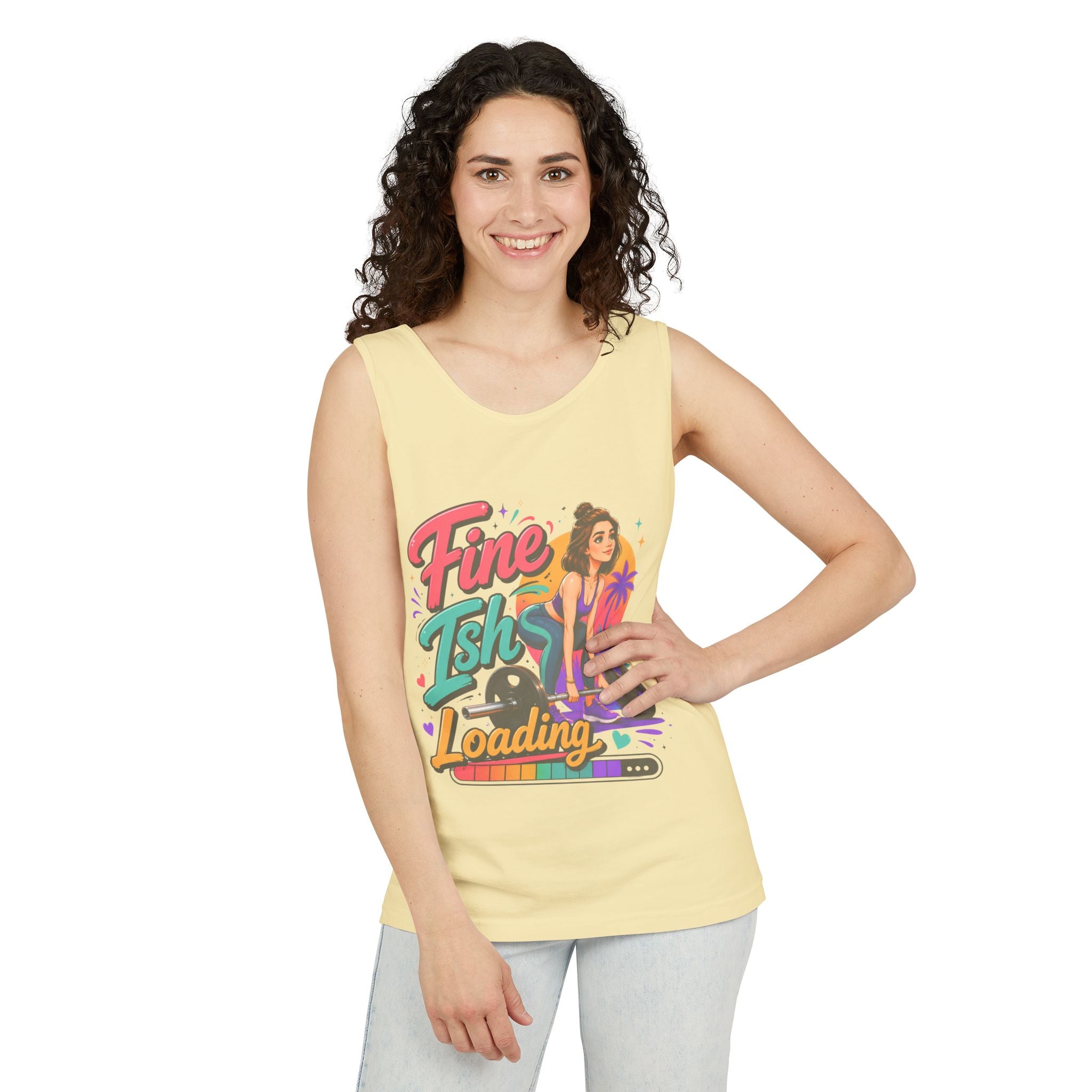 Tank Top — "Fine Ish Loading" Retro Fitness Graphic Tank for Women