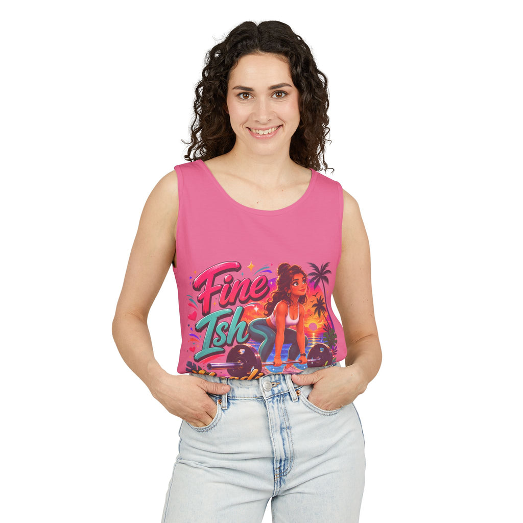 Fine Ish Loading Tank Top — Tropical Pin-Up Workout Graphic Tank