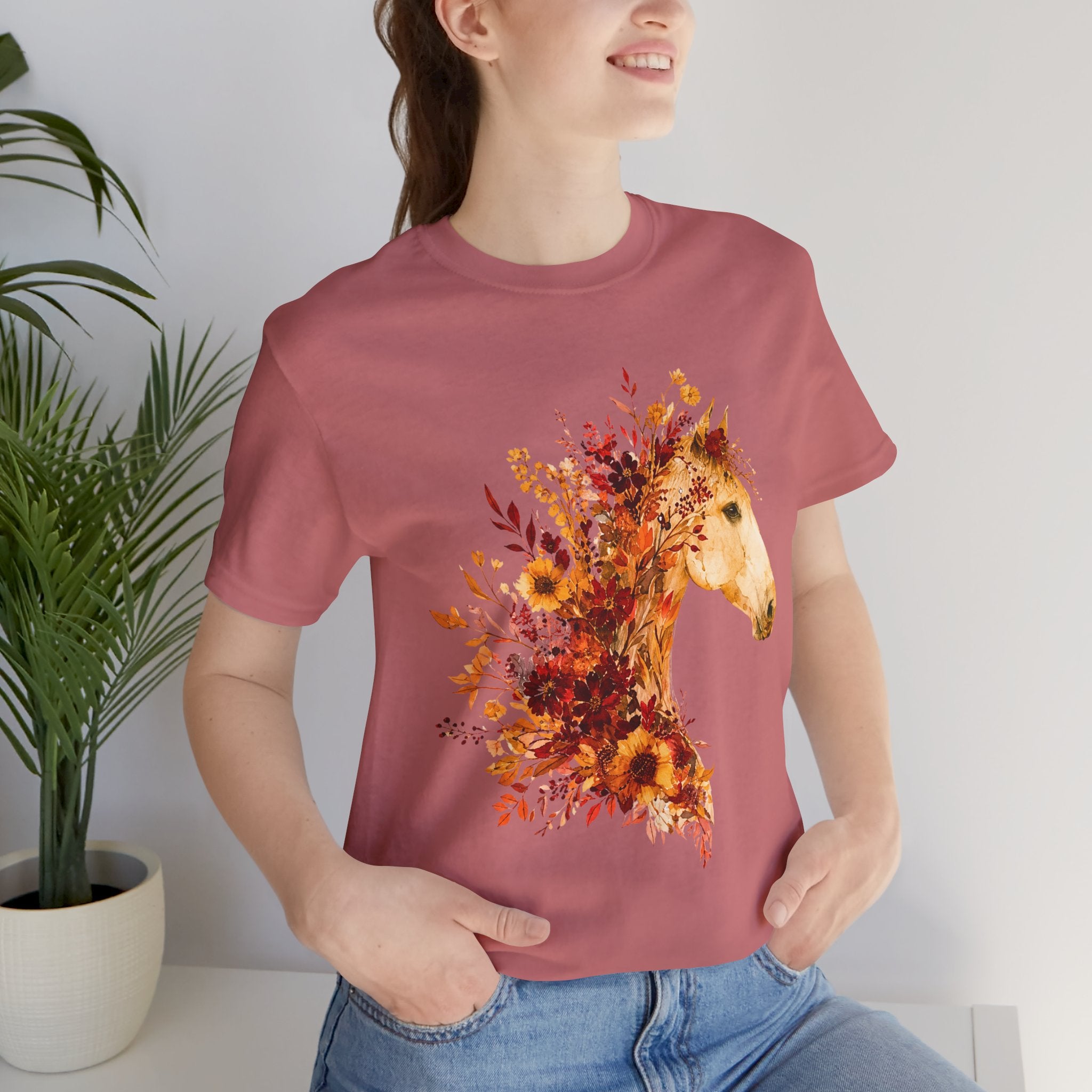 Autumn Sunflower Horse Graphic T-Shirt