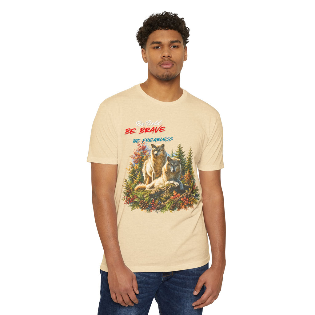 Be Brave Be Fearless Wolf Graphic T‑Shirt