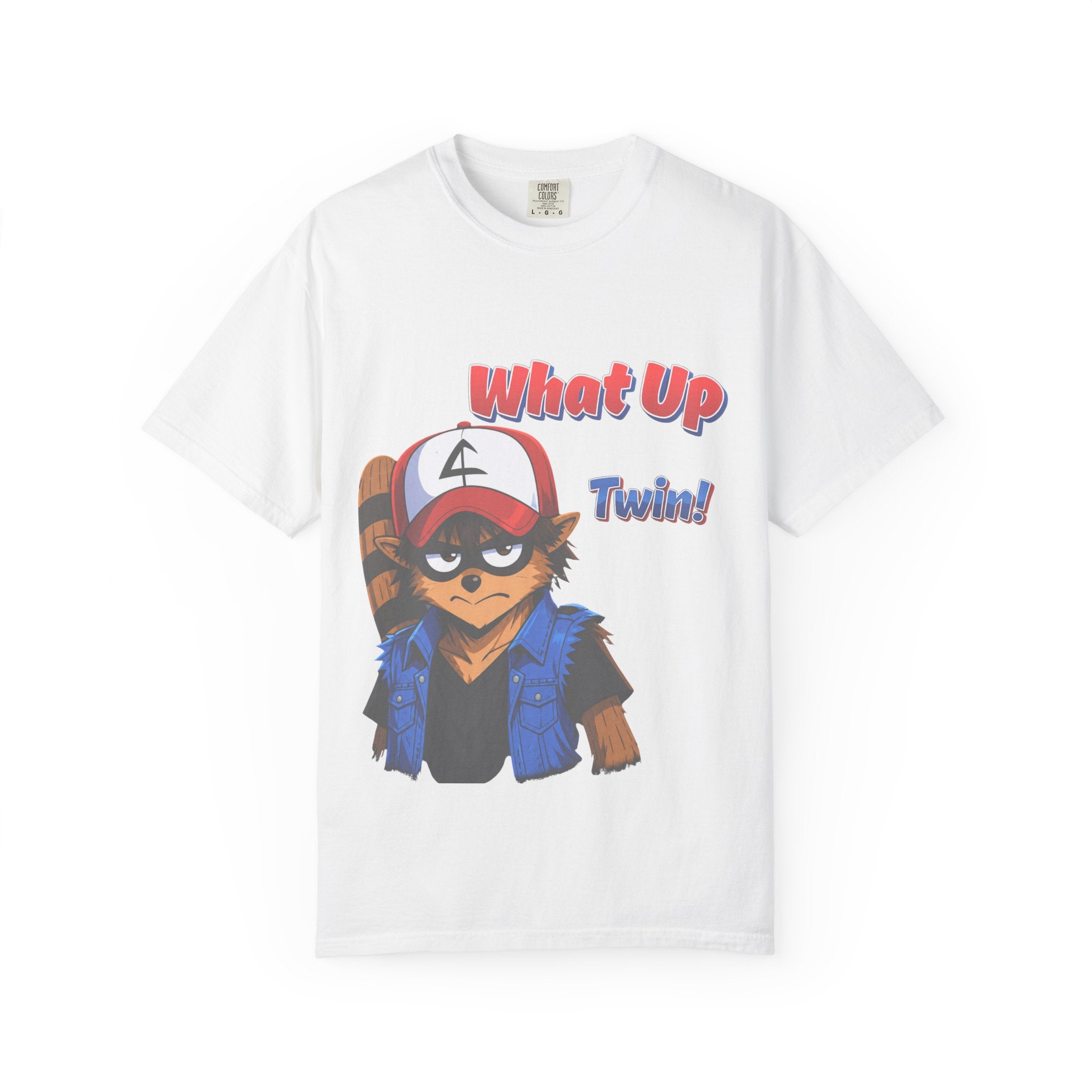 What Up Twin! Graphic T-Shirt — Cute Raccoon Character Tee