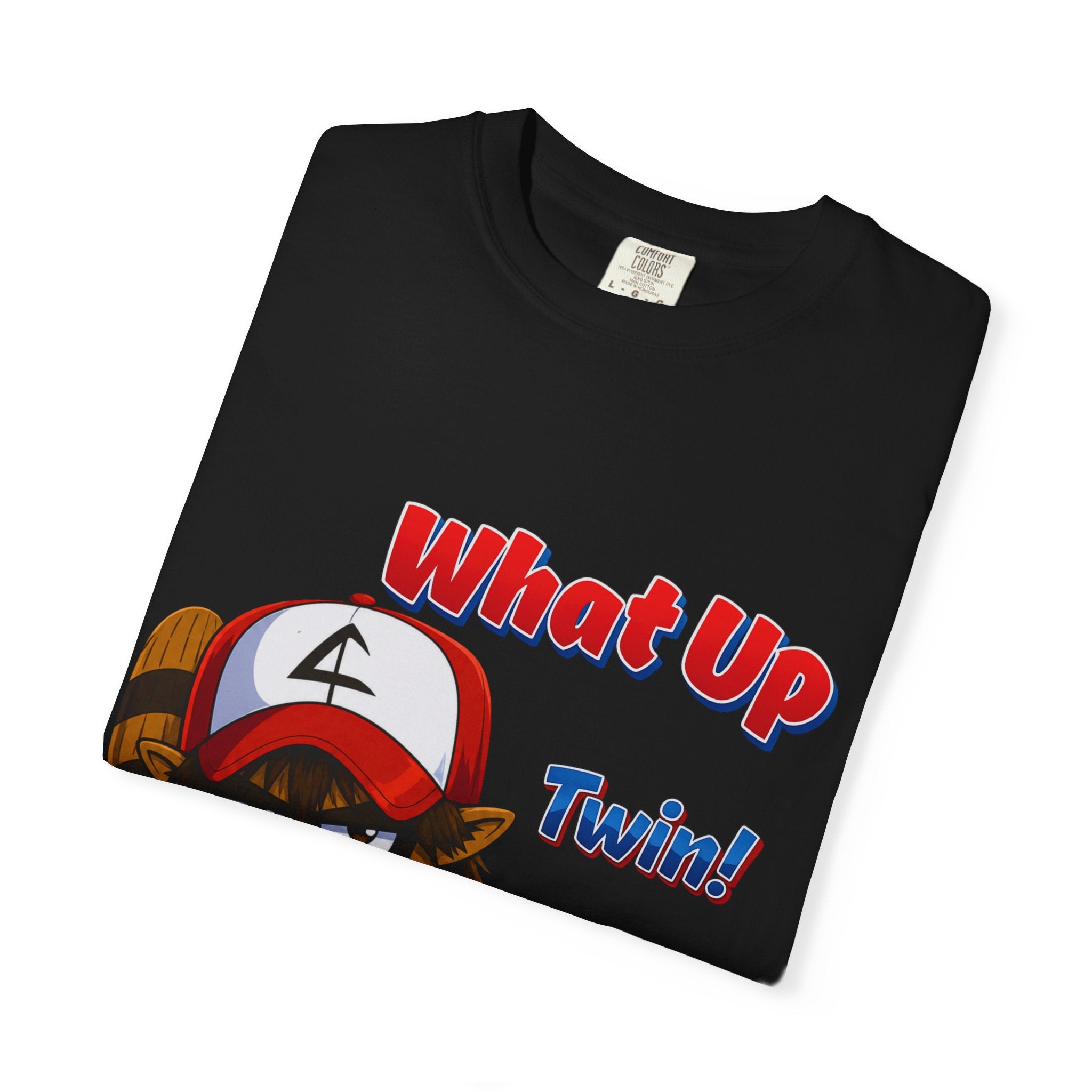 What Up Twin! Graphic T-Shirt — Cute Raccoon Character Tee