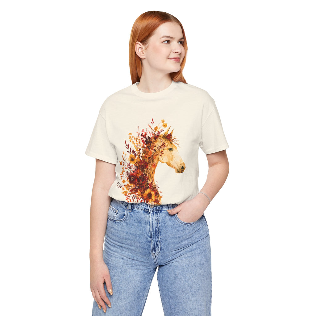Autumn Sunflower Horse Graphic T-Shirt
