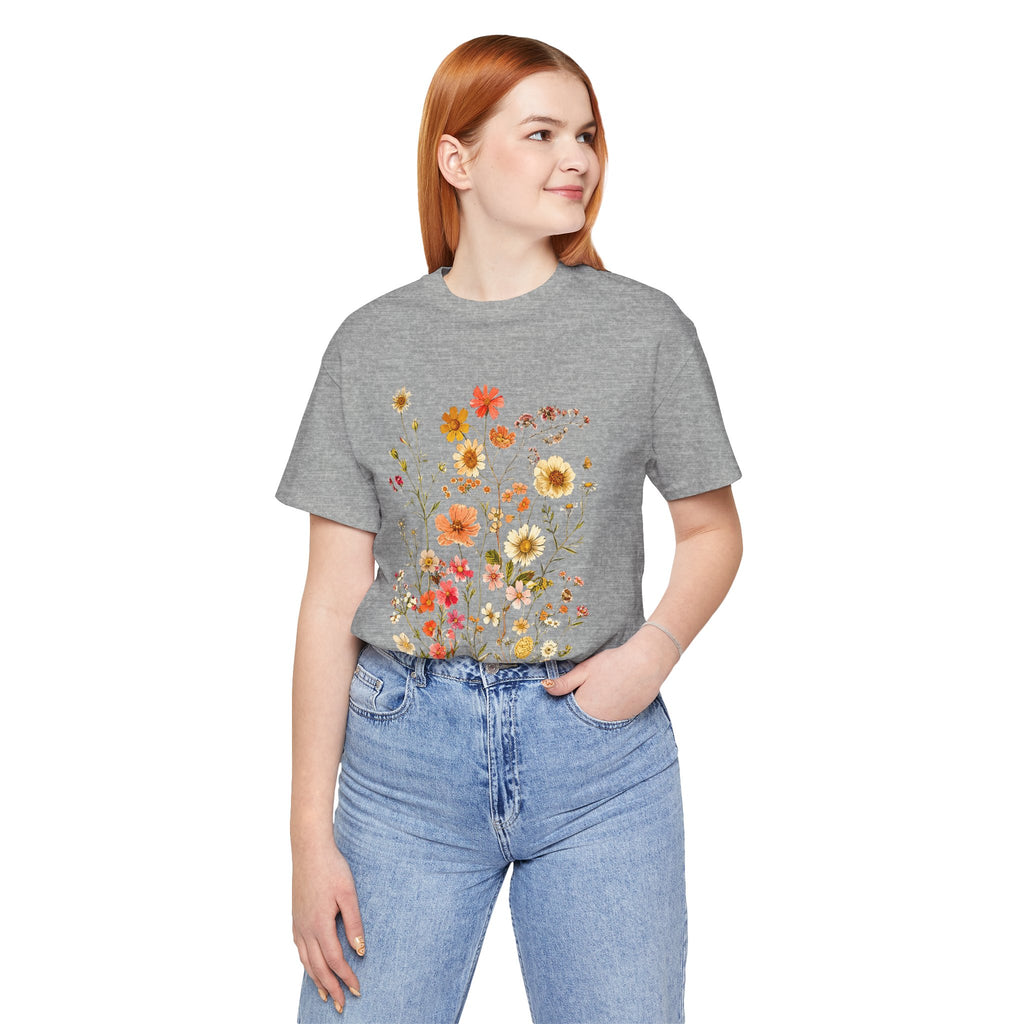Floral Meadow Tee — Vintage Wildflower Bouquet Short Sleeve Shirt
