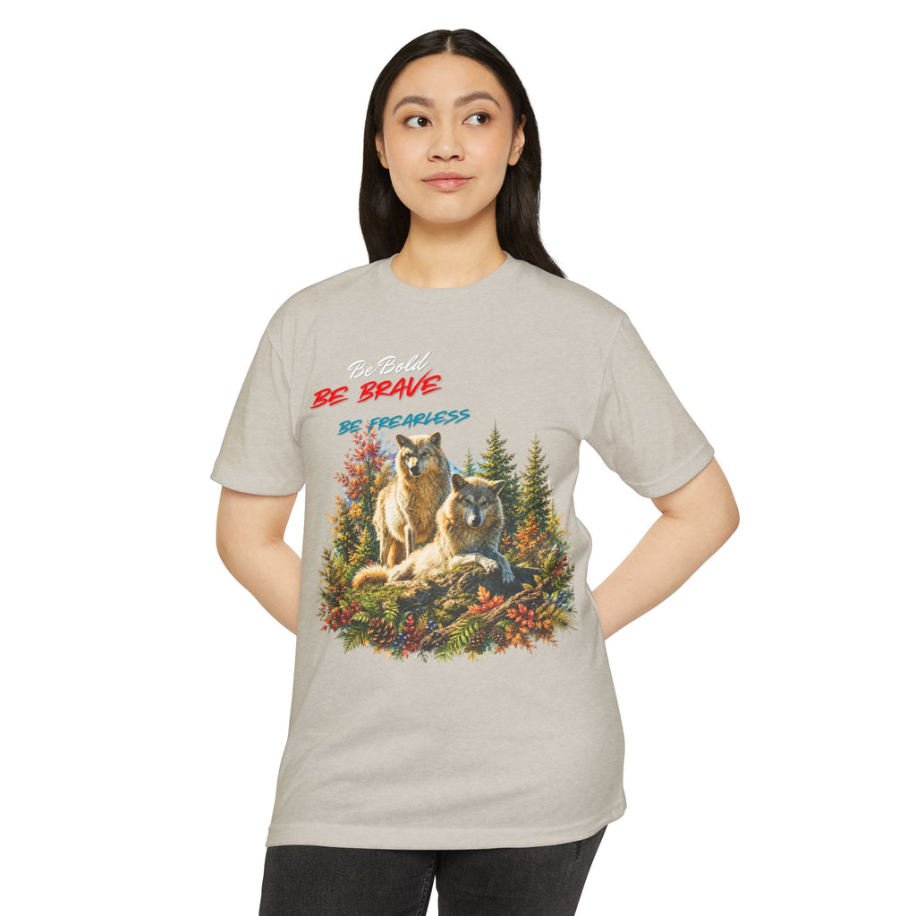 Be Brave Be Fearless Wolf Graphic T‑Shirt