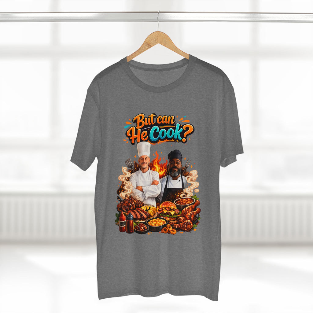 But Can He Cook? T-Shirt — Funny Chef BBQ Cooking Tee
