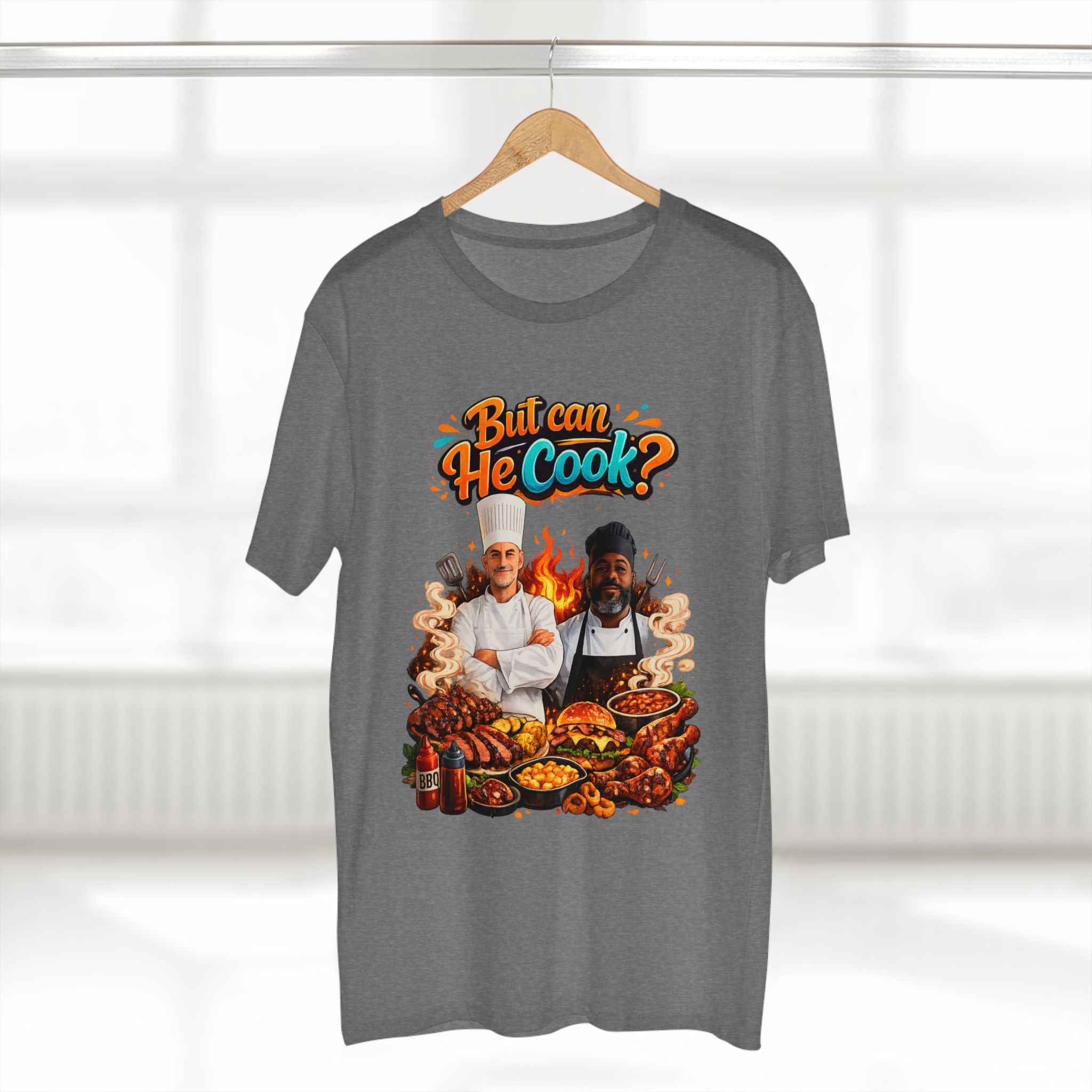 But Can He Cook? T-Shirt — Funny Chef BBQ Cooking Tee
