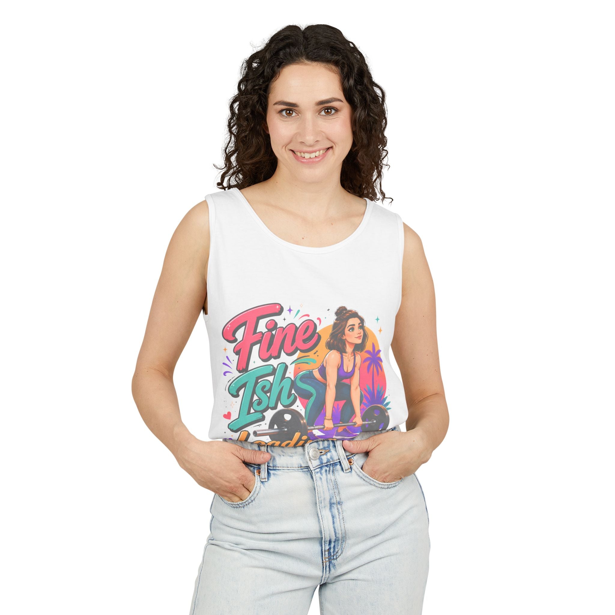 Tank Top — "Fine Ish Loading" Retro Fitness Graphic Tank for Women