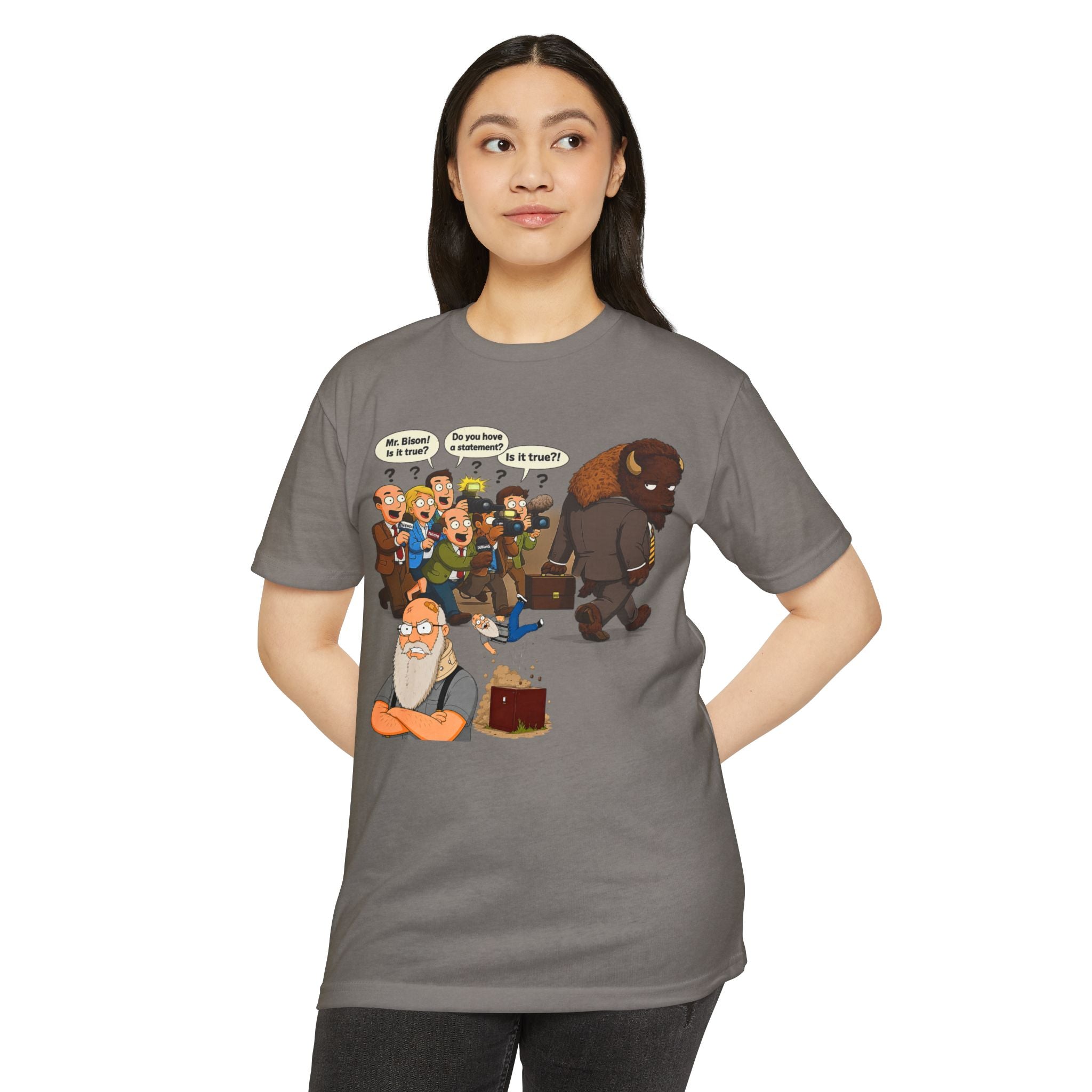 Funny Cartoon Yellow Bison Flip T-Shirt