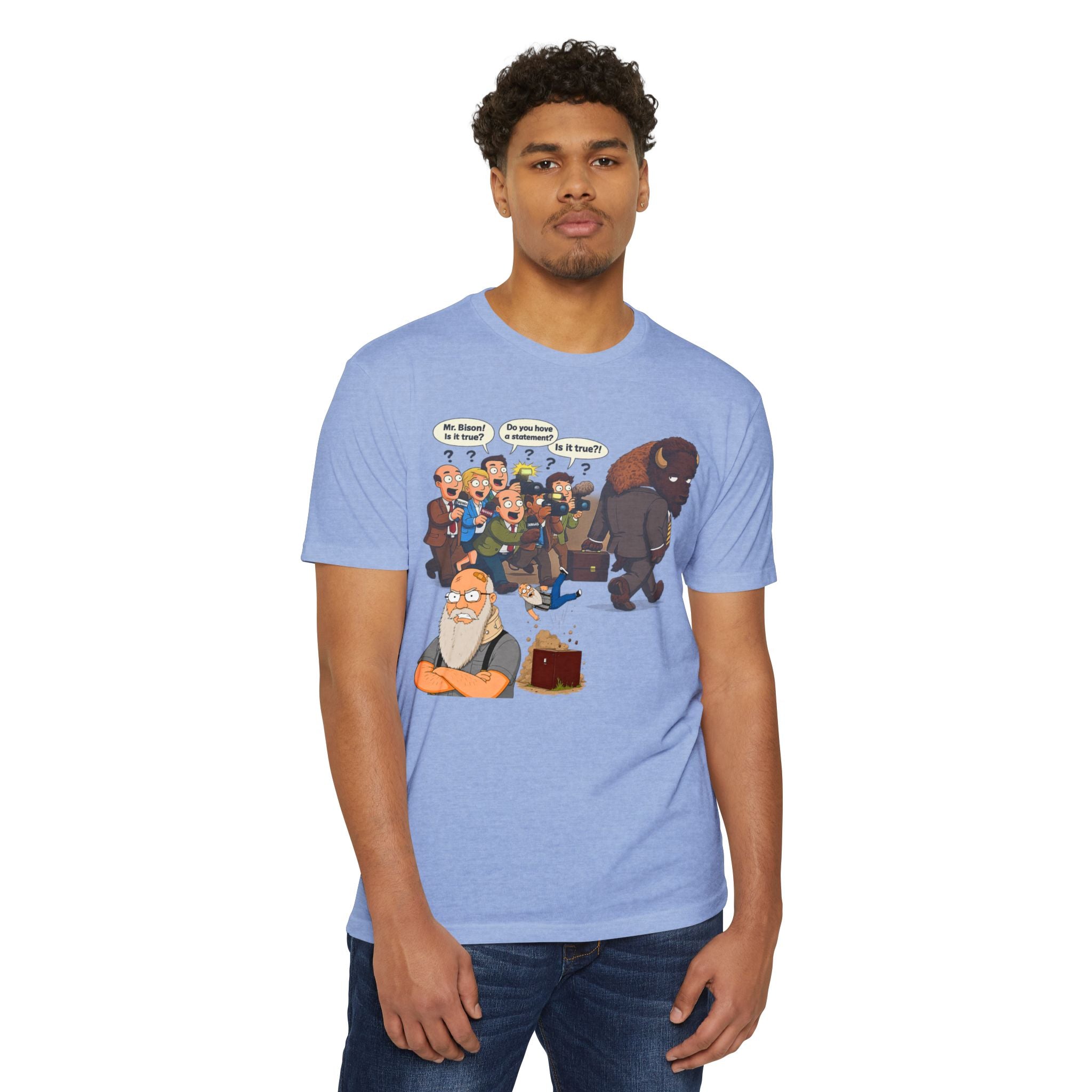 Funny Cartoon Yellow Bison Flip T-Shirt
