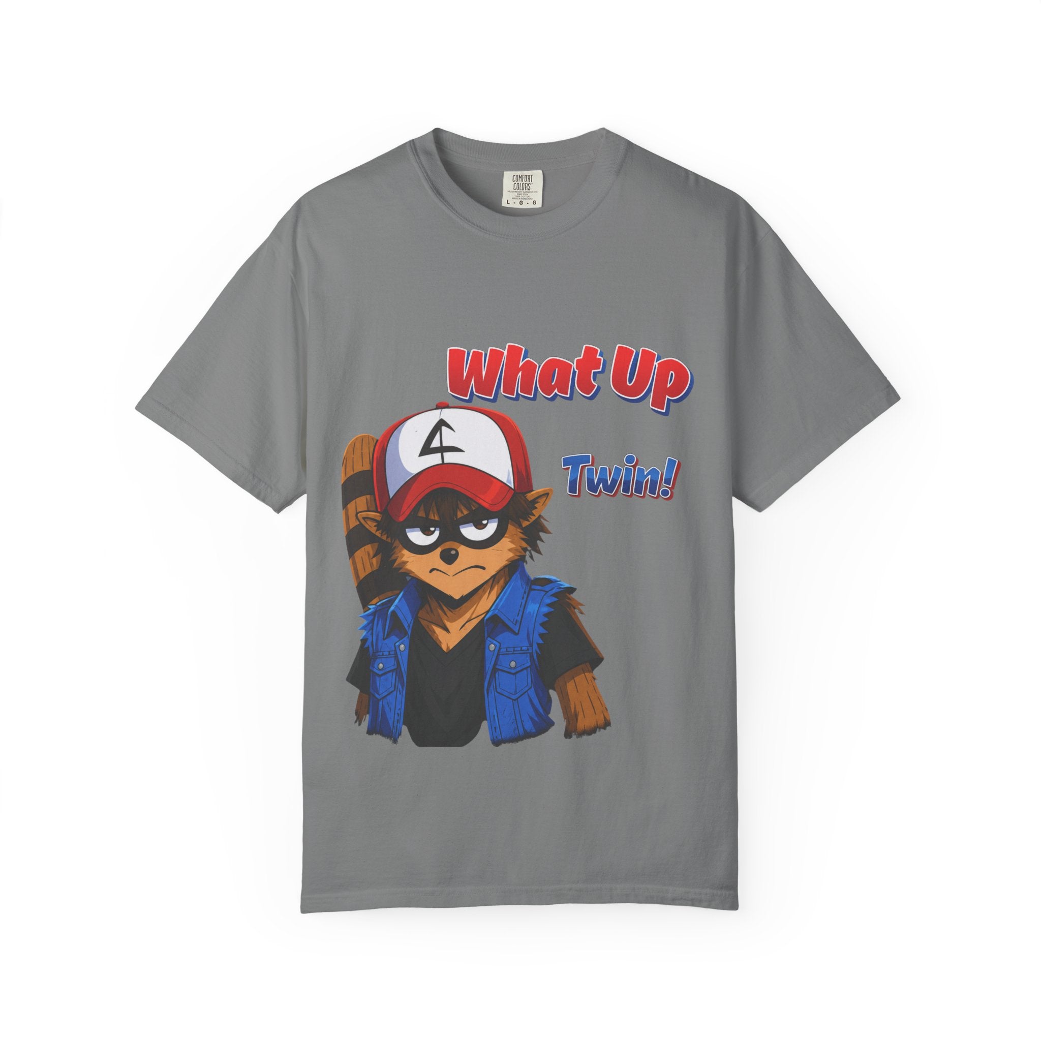 What Up Twin! Graphic T-Shirt — Cute Raccoon Character Tee