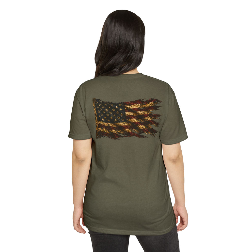 Don't Tread On Me T-Shirt — Distressed American Flag & Snake Patriotic Tee