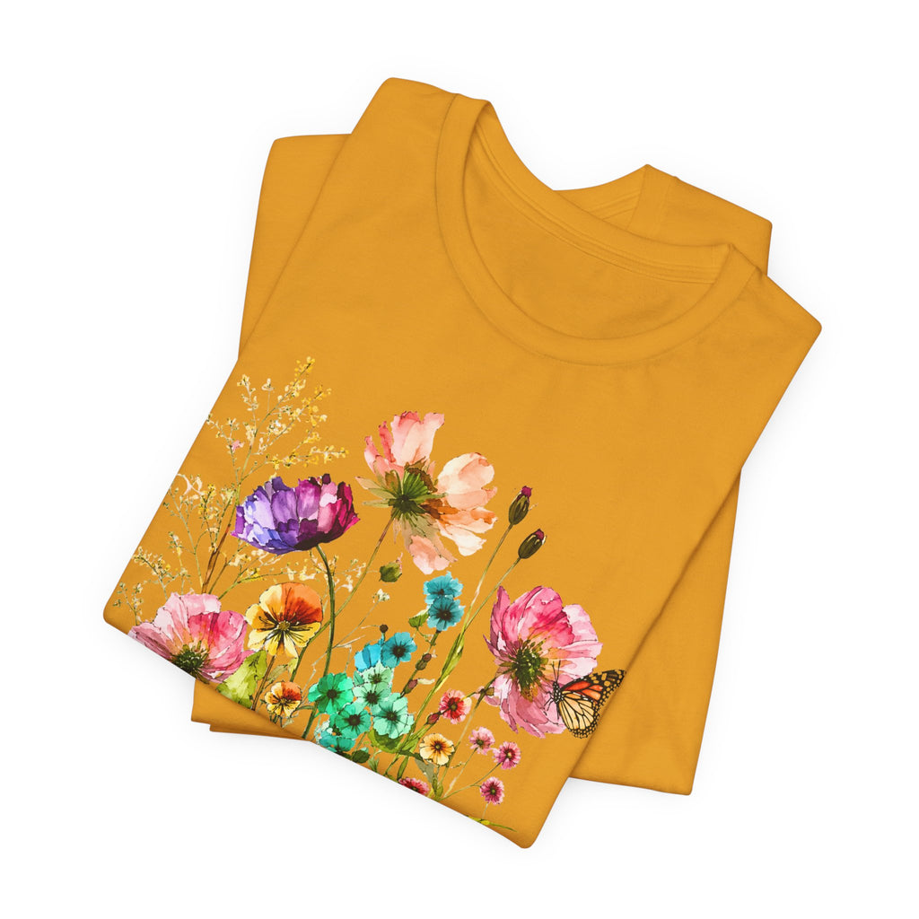 Floral Watercolor  Pink Wildflower Bouquet Graphic T-Shirt