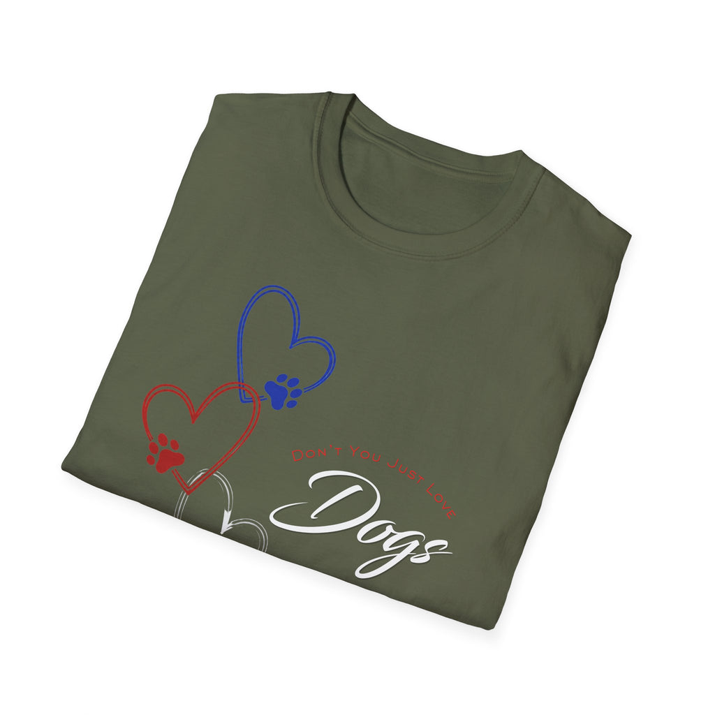 Don't You Just Love Dogs? — Heart Paw Graphic Tee for Dog Lovers