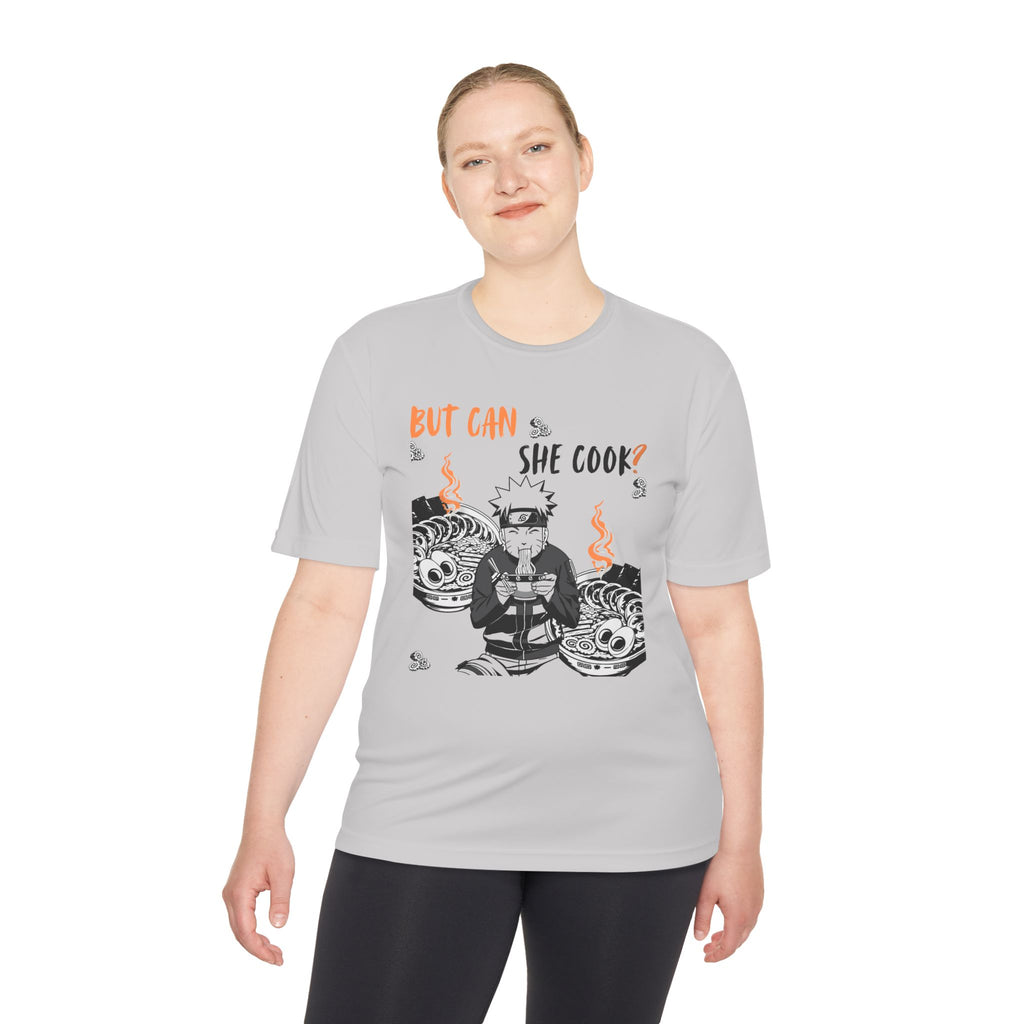 Can She Cook Graphic Tee — “But Can She Cook?” Moisture-Wicking T-Shirt