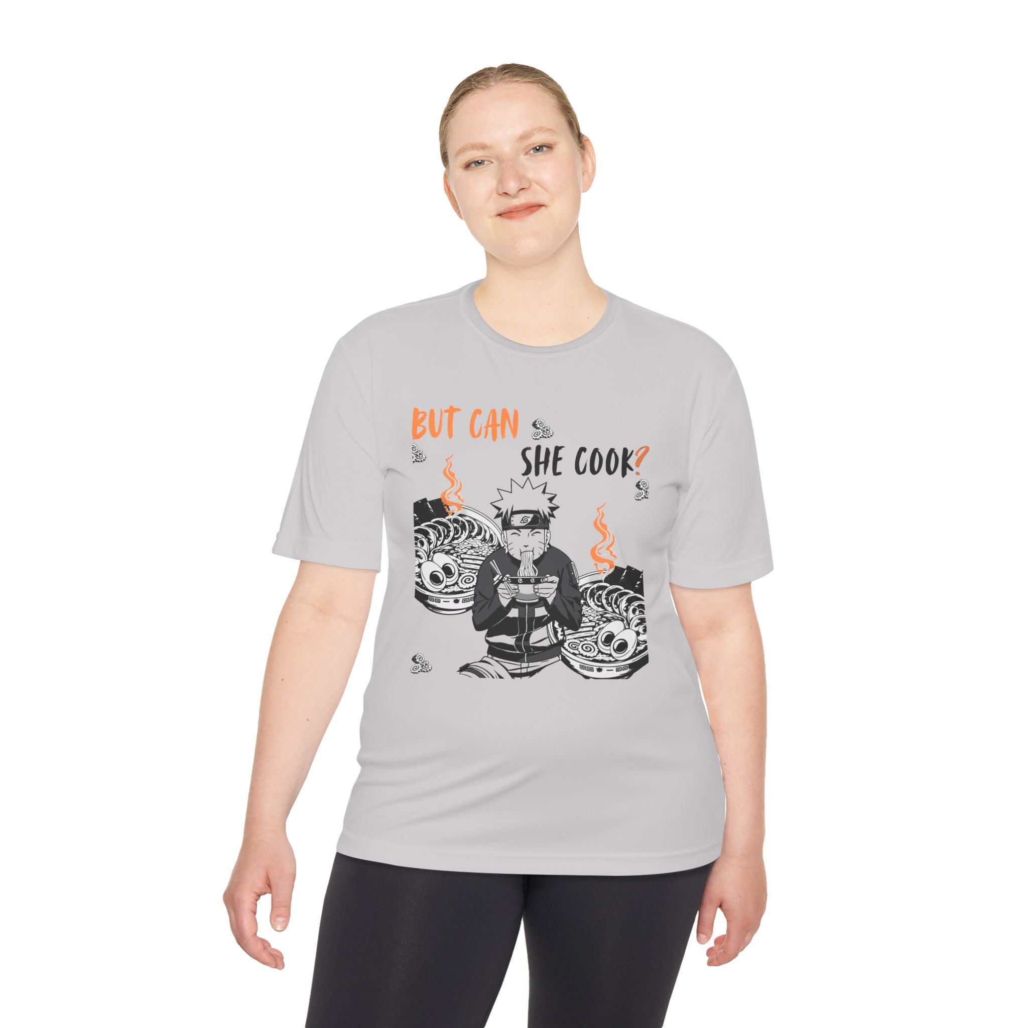 Can She Cook Graphic Tee — “But Can She Cook?” Moisture-Wicking T-Shirt