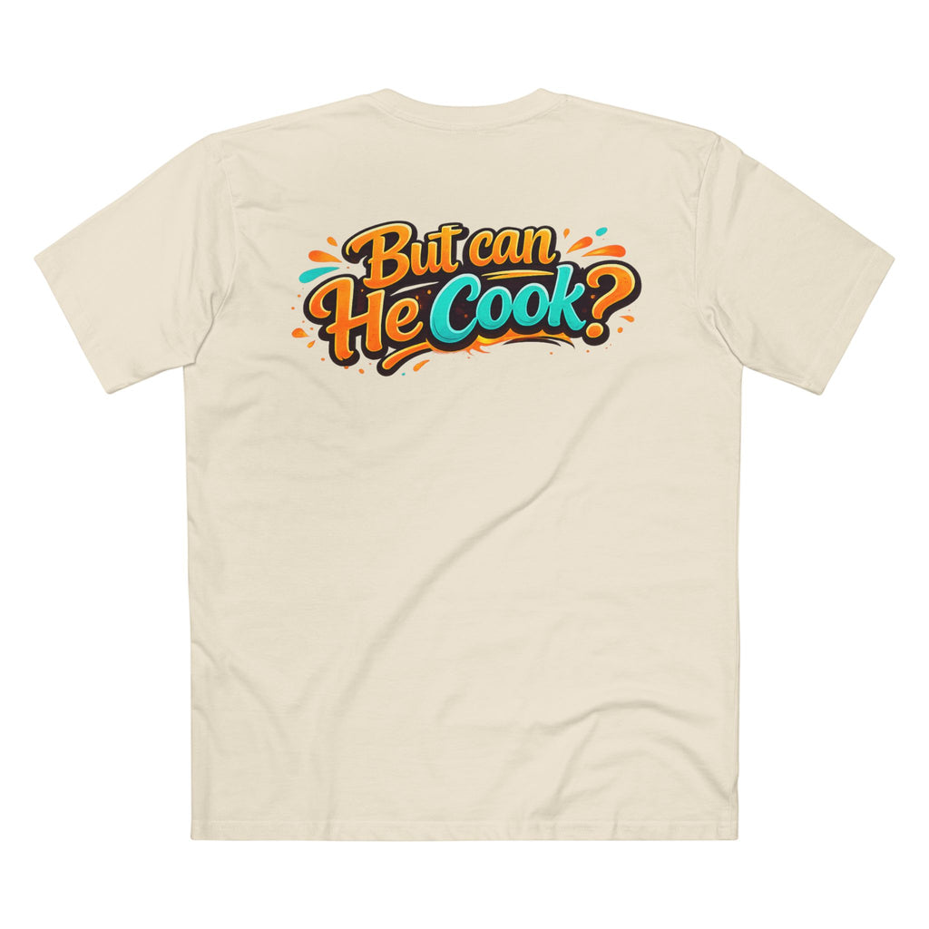 But Can He Cook? T-Shirt — Funny Chef BBQ Cooking Tee