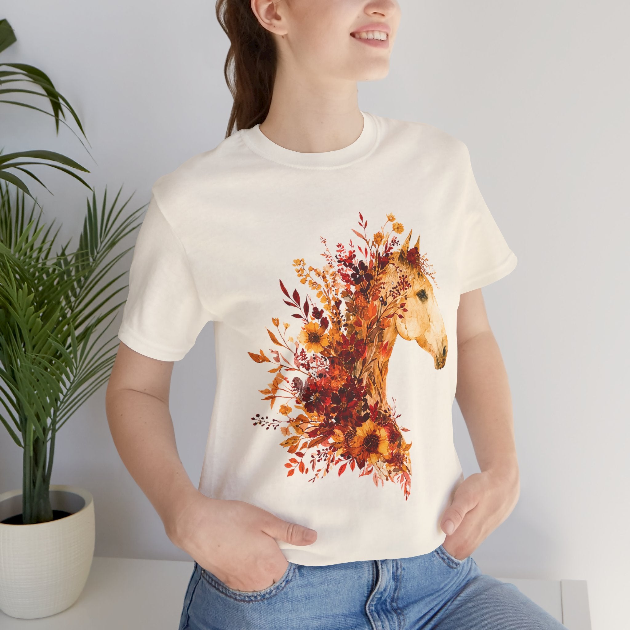 Autumn Sunflower Horse Graphic T-Shirt