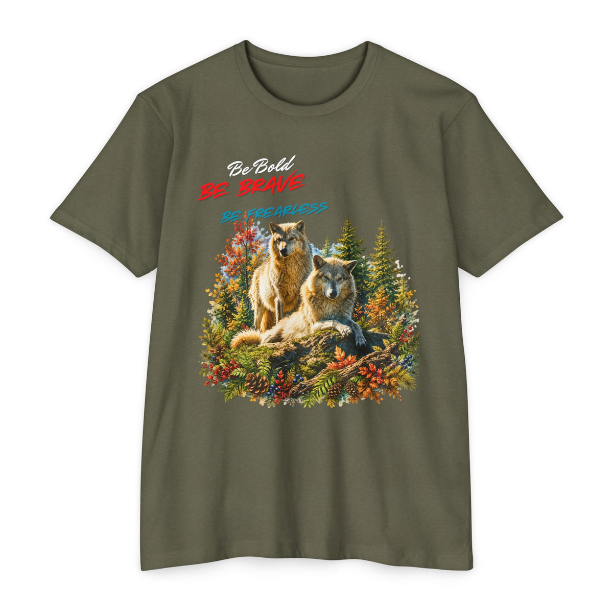 Be Brave Be Fearless Wolf Graphic T‑Shirt