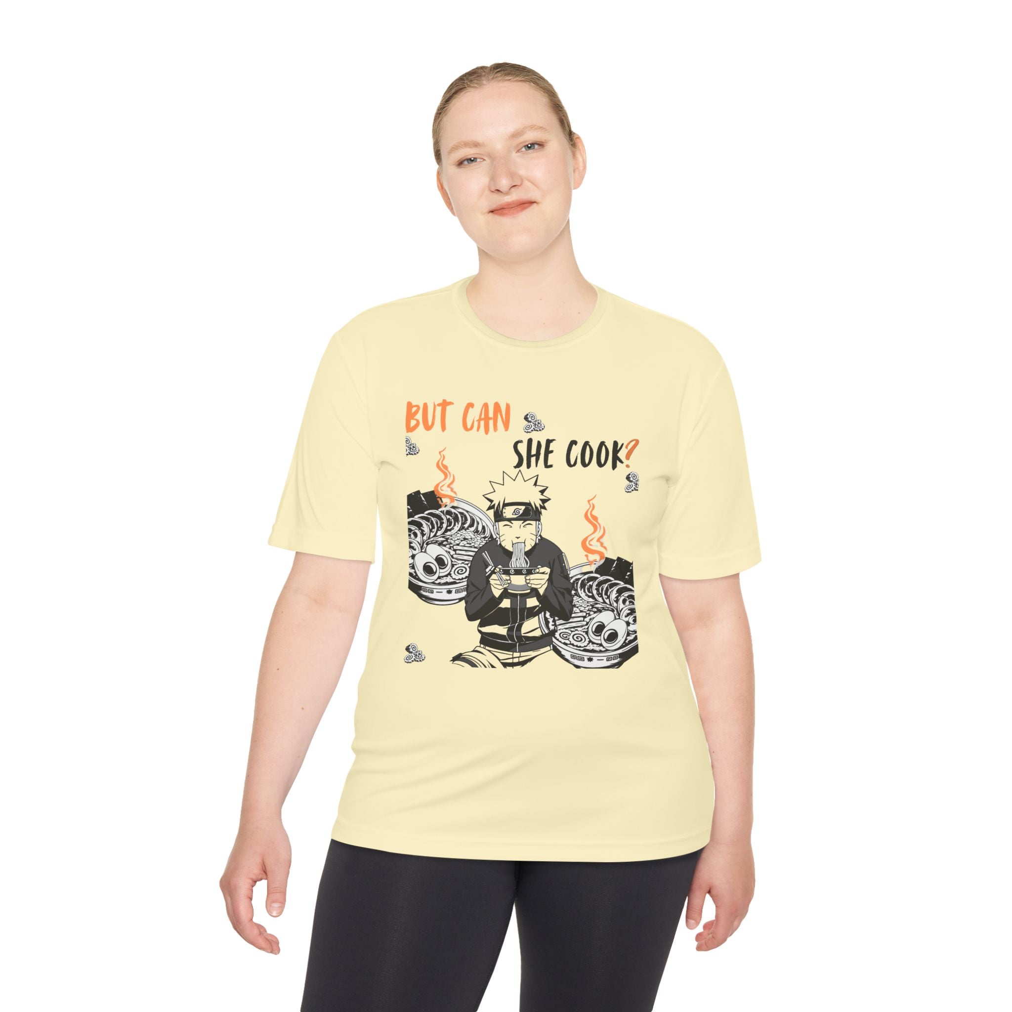 Can She Cook Graphic Tee — “But Can She Cook?” Moisture-Wicking T-Shirt