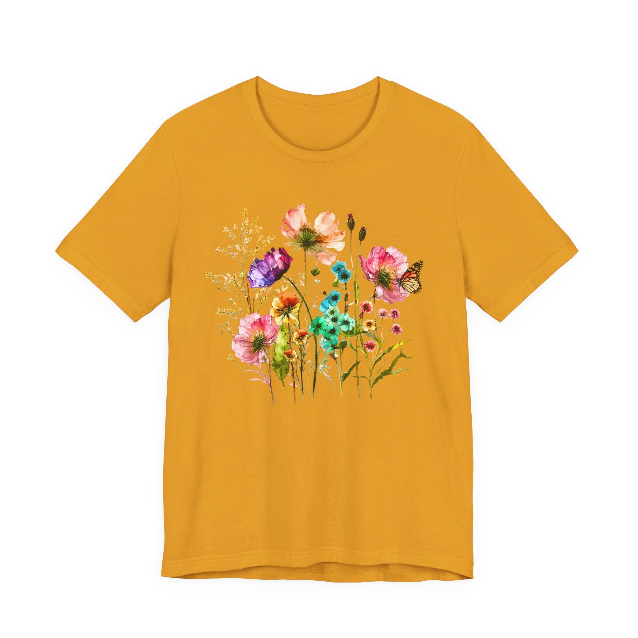 Floral Watercolor  Pink Wildflower Bouquet Graphic T-Shirt