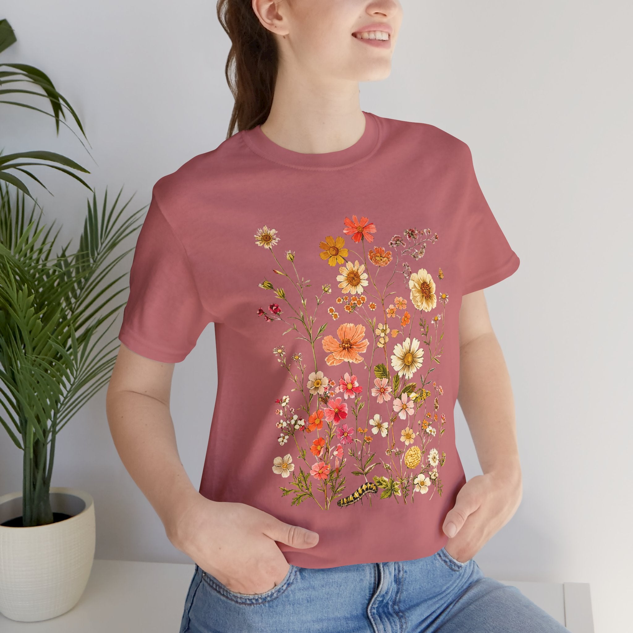 Floral Meadow Tee — Vintage Wildflower Bouquet Short Sleeve Shirt