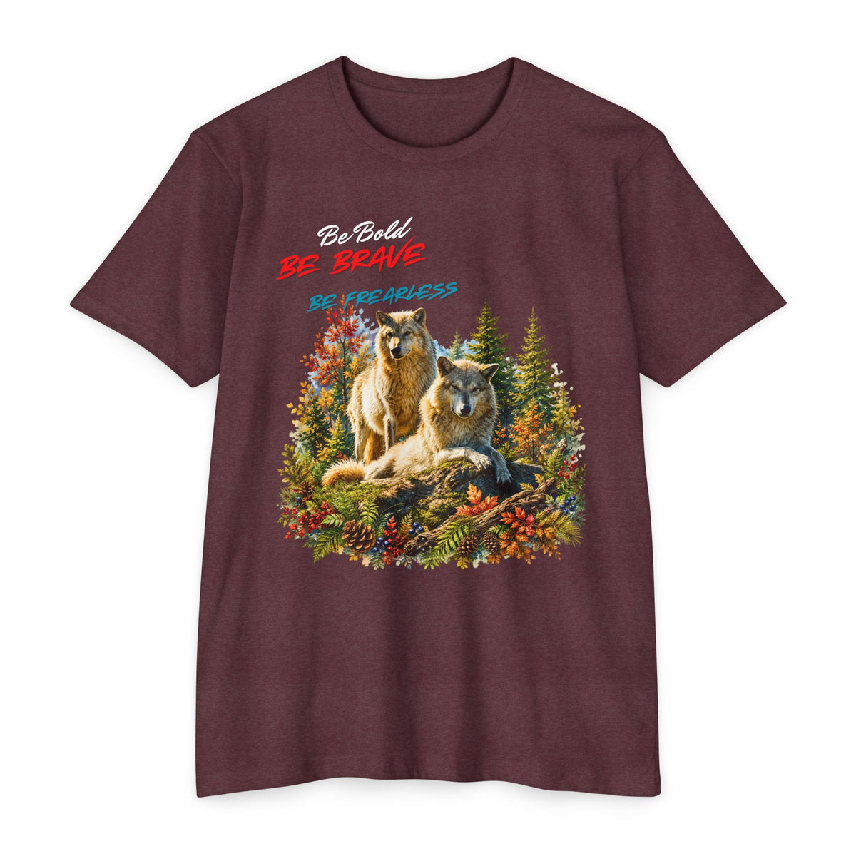 Be Brave Be Fearless Wolf Graphic T‑Shirt