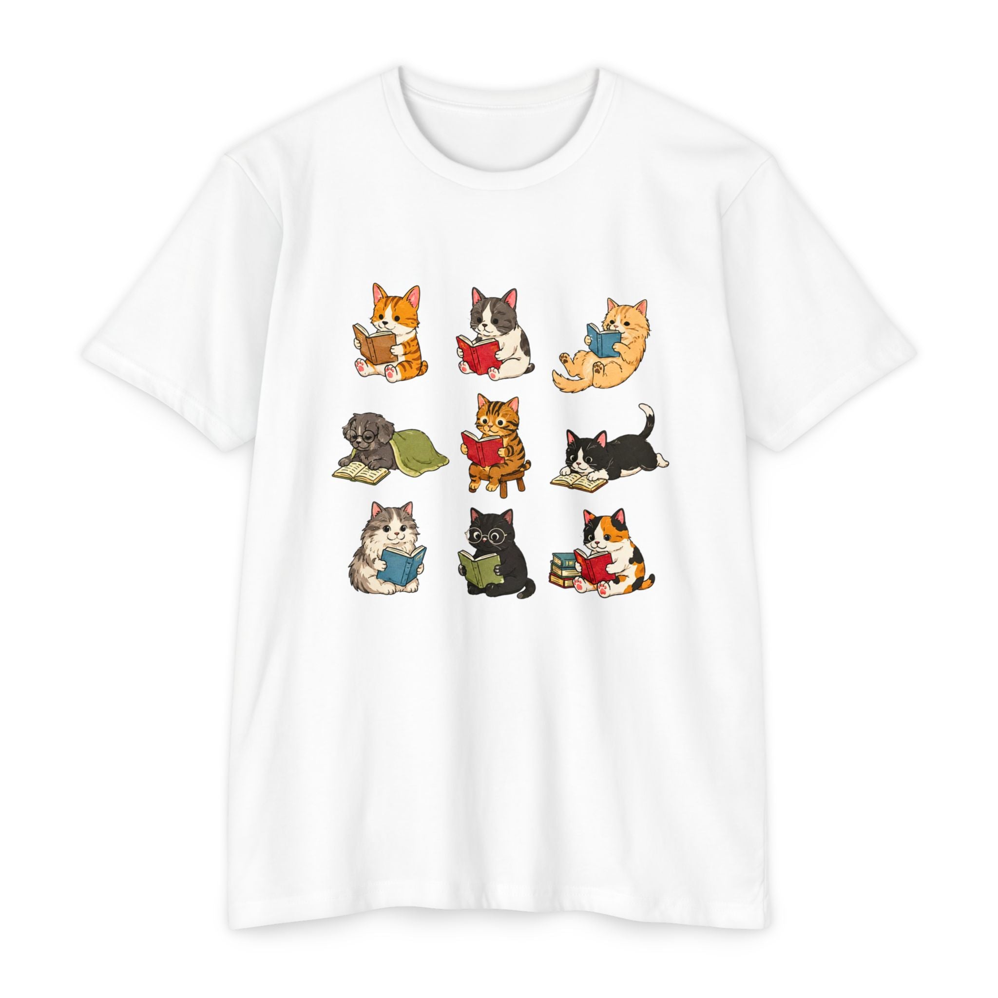 Cute Cats Reading Booklover  T-Shirt