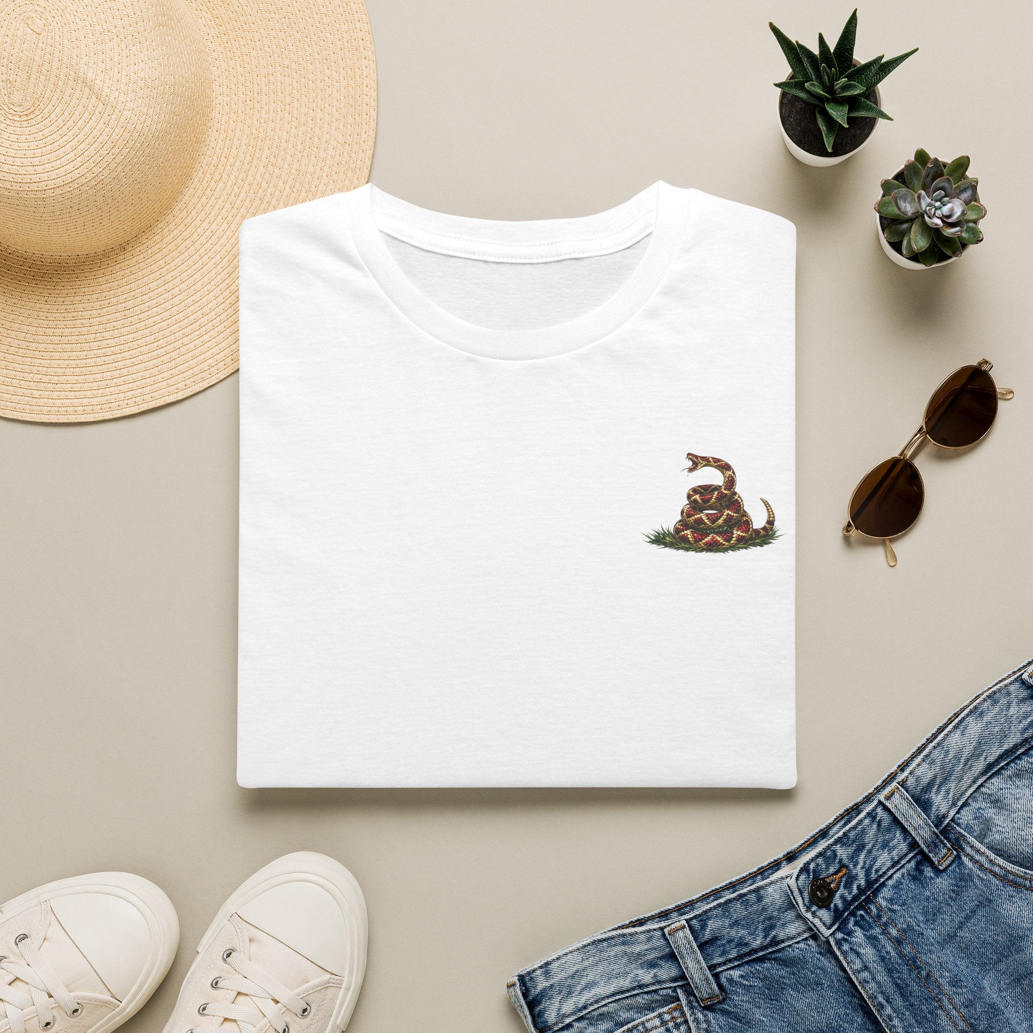Snake on Cactus Pocket T-Shirt — Minimal Southwestern Vibe Tee