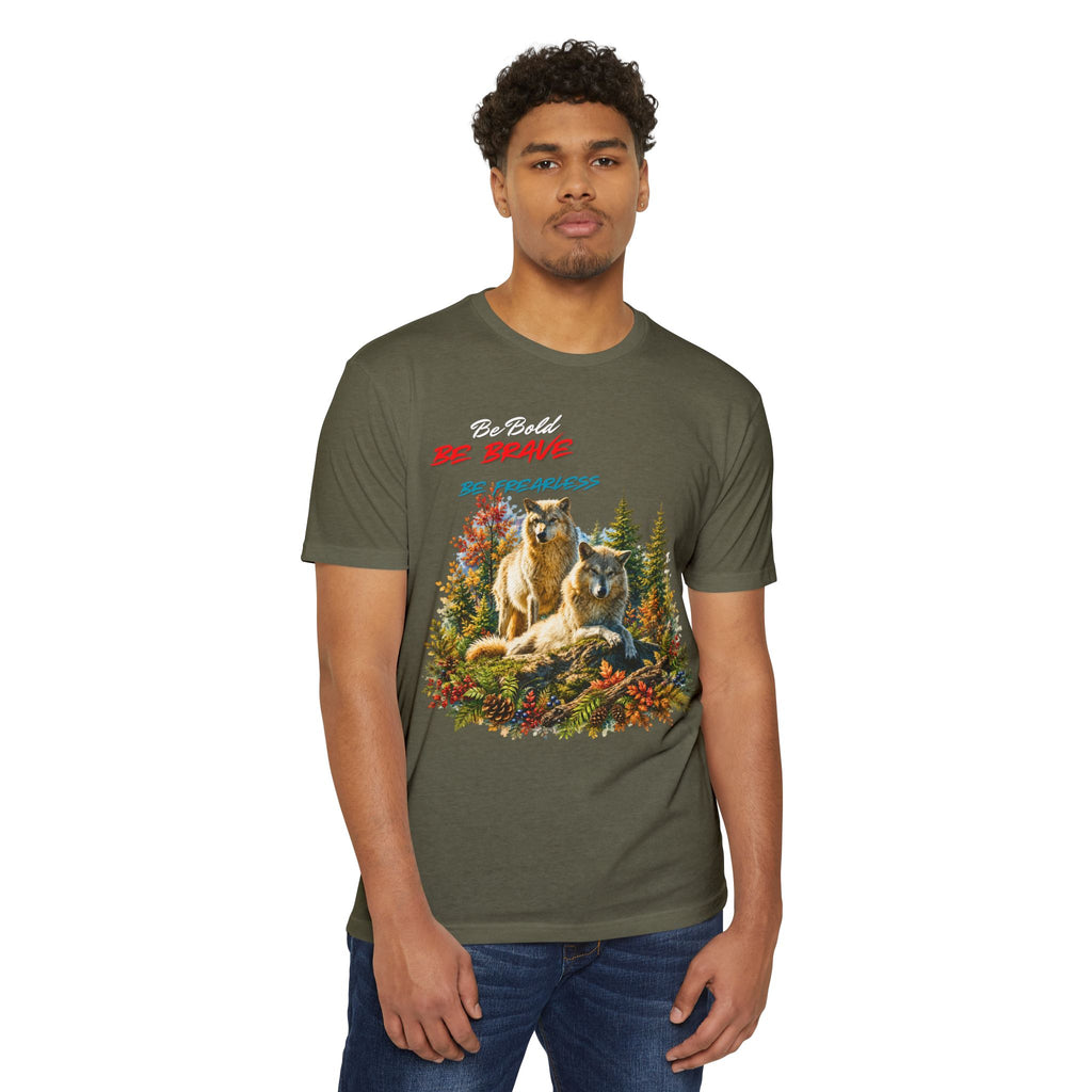 Be Brave Be Fearless Wolf Graphic T‑Shirt