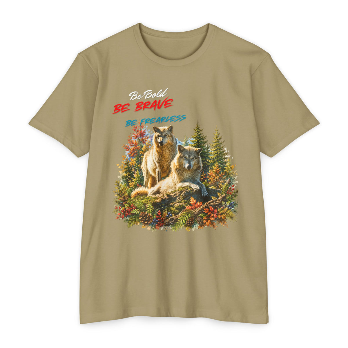 Be Brave Be Fearless Wolf Graphic T‑Shirt