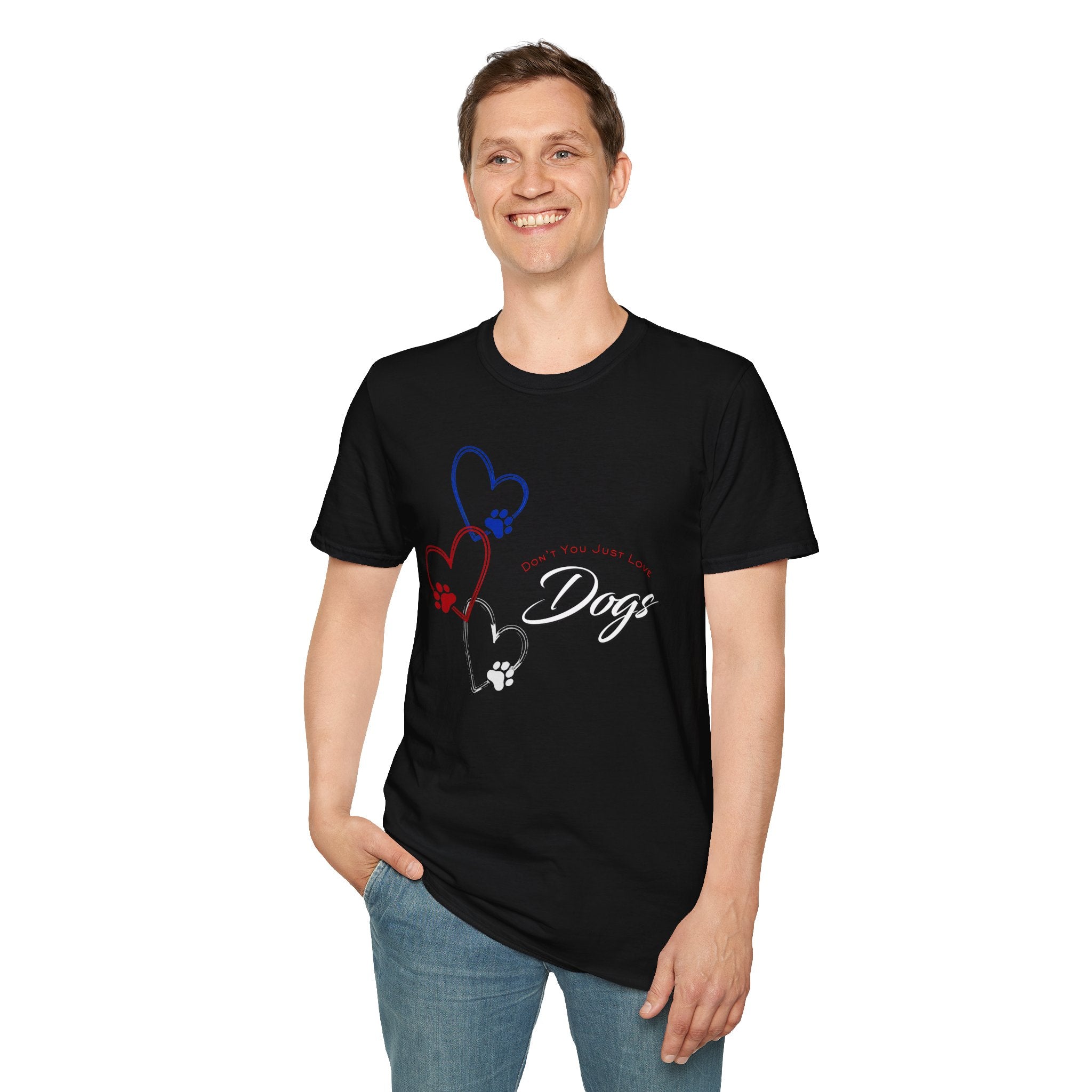 Don't You Just Love Dogs? — Heart Paw Graphic Tee for Dog Lovers