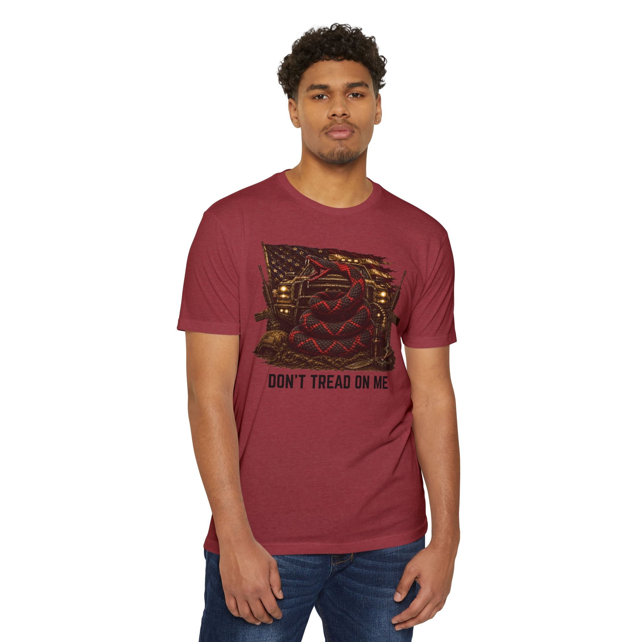 Don't Tread On Me T-Shirt — Distressed American Flag & Snake Patriotic Tee
