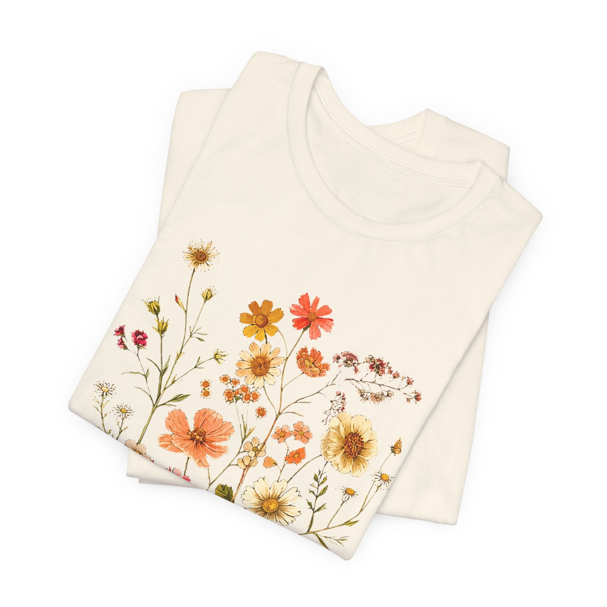 Floral Meadow Tee — Vintage Wildflower Bouquet Short Sleeve Shirt