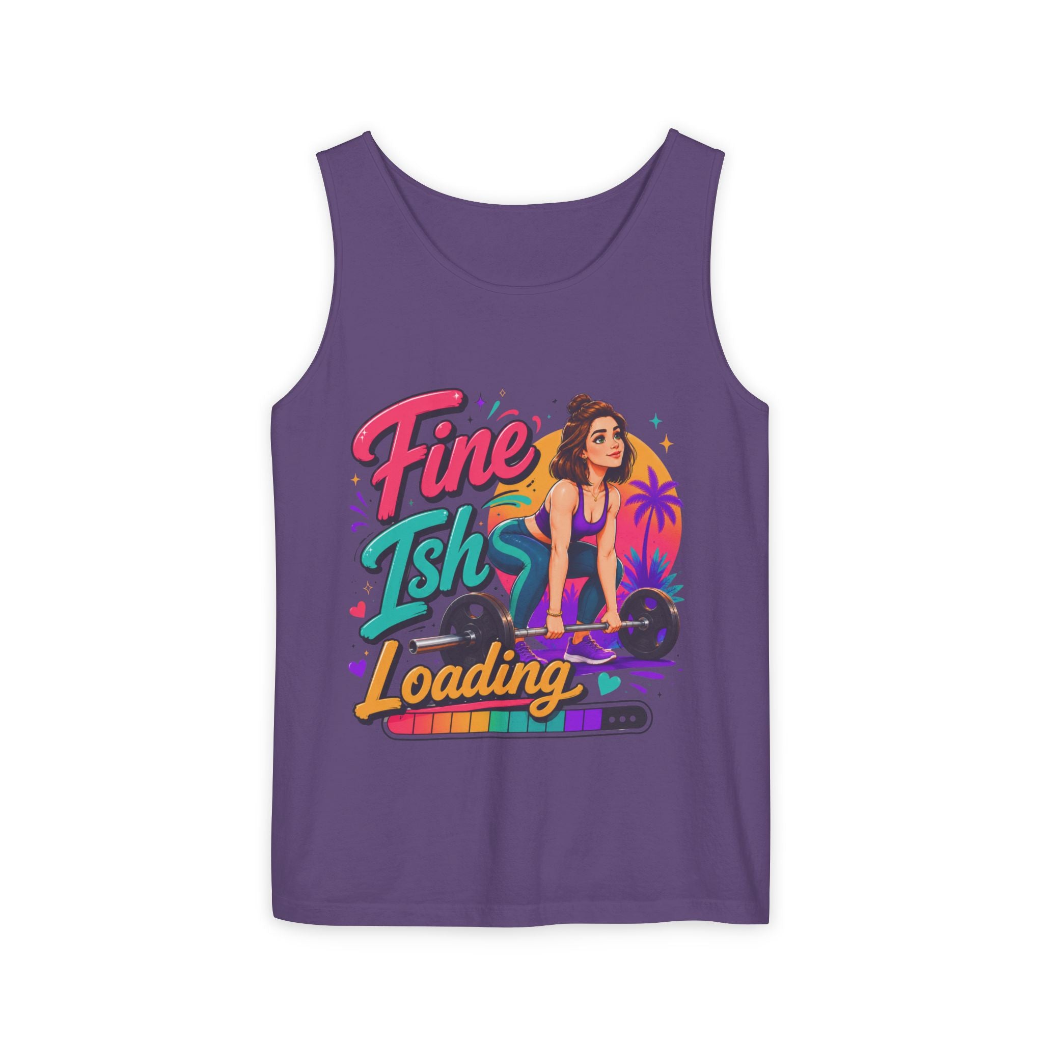 Tank Top — "Fine Ish Loading" Retro Fitness Graphic Tank for Women