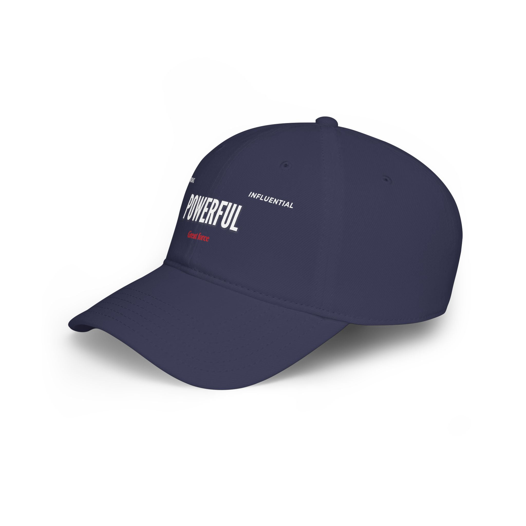 Red 'POWERFUL' Embroidered Low Profile Baseball Cap