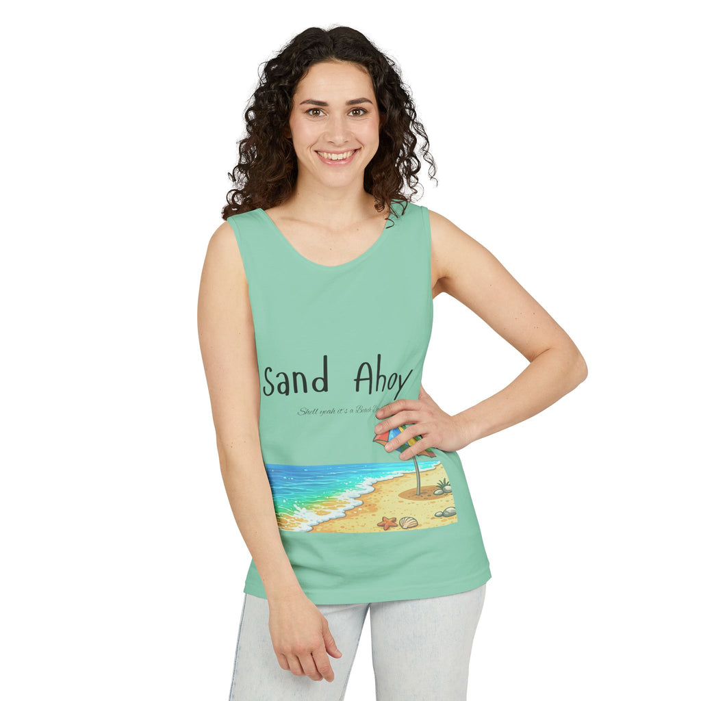 “Sand Ahoy” Seaside Graphic Tank