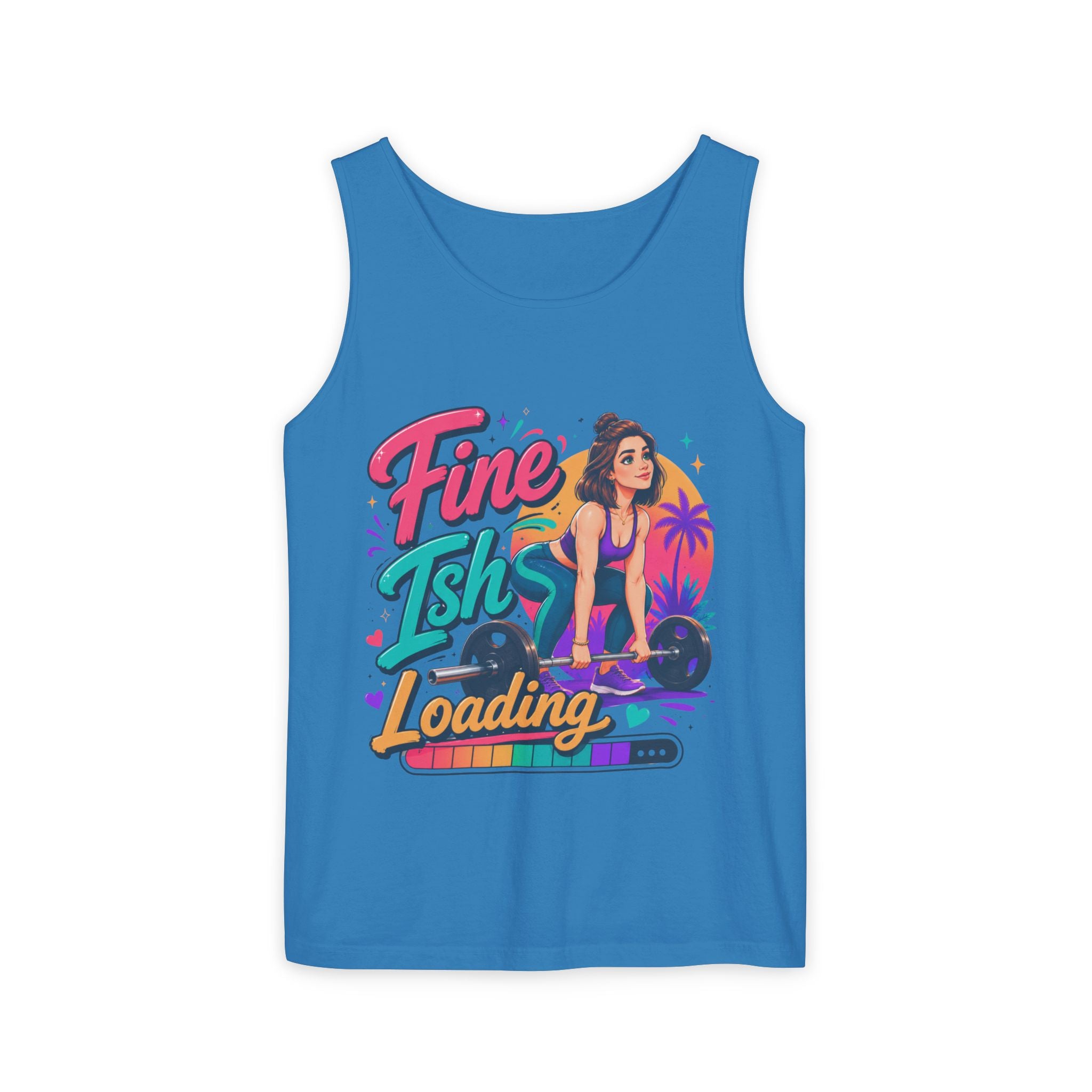 Tank Top — "Fine Ish Loading" Retro Fitness Graphic Tank for Women