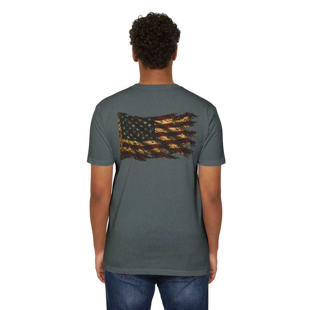 Don't Tread On Me T-Shirt — Distressed American Flag & Snake Patriotic Tee