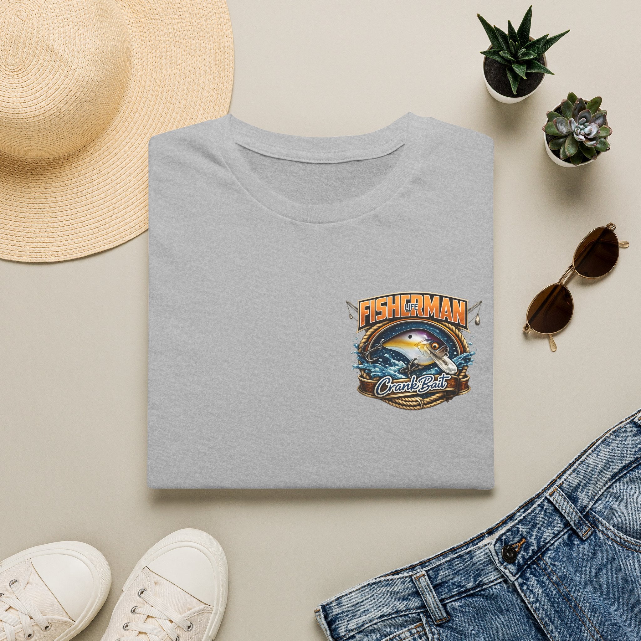 Crank Bait Fisherman T-Shirt — Vintage Marlin Ocean Fishing Graphic