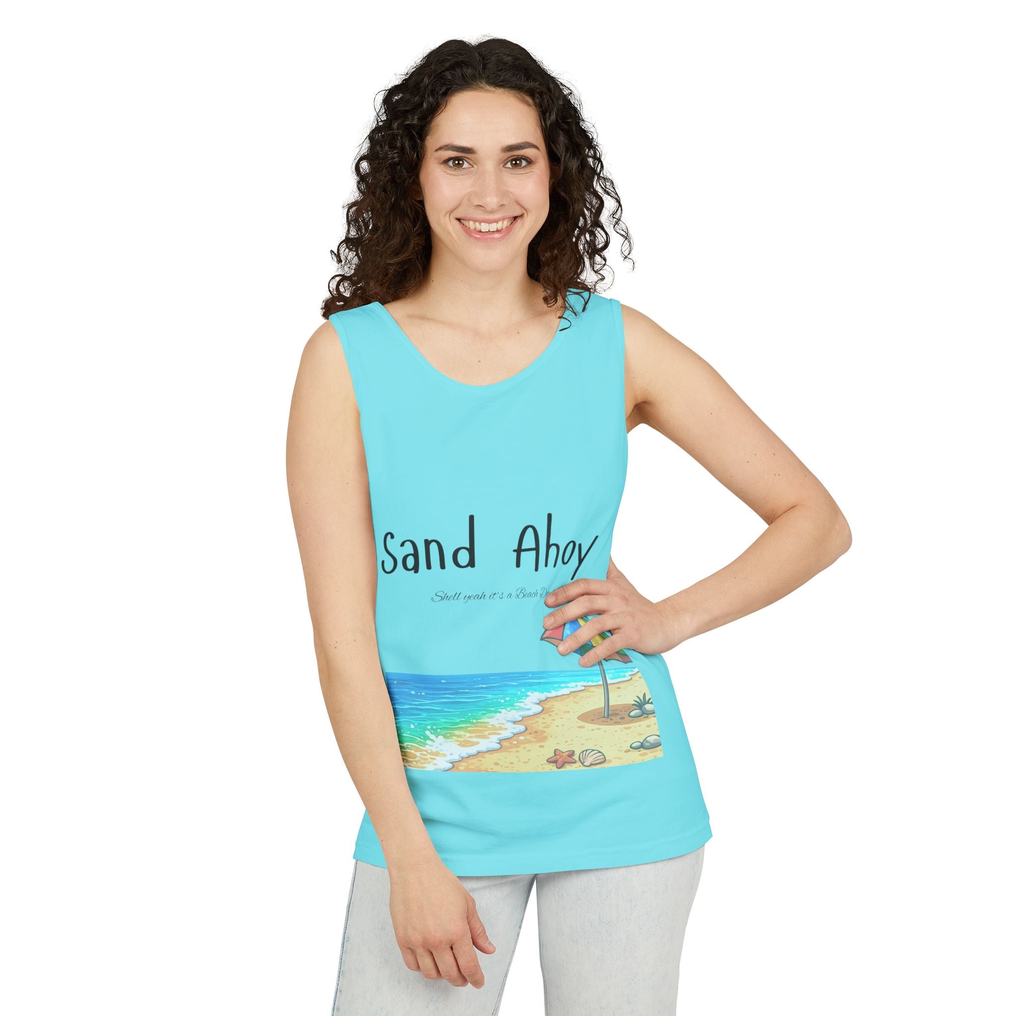 “Sand Ahoy” Seaside Graphic Tank