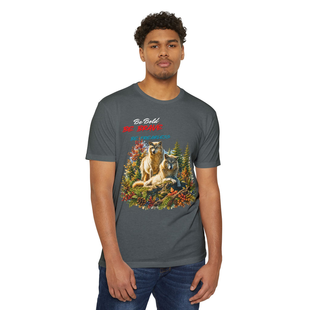 Be Brave Be Fearless Wolf Graphic T‑Shirt