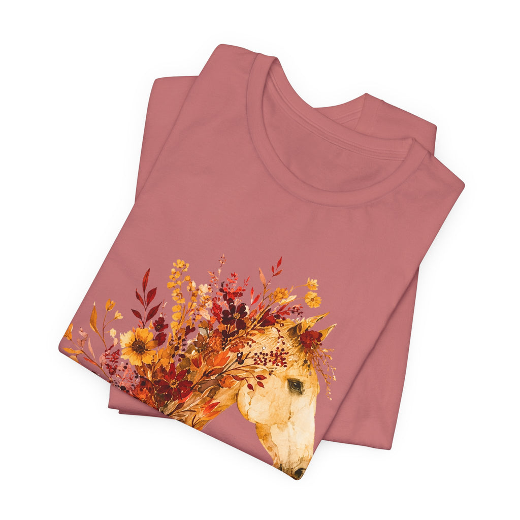 Autumn Sunflower Horse Graphic T-Shirt