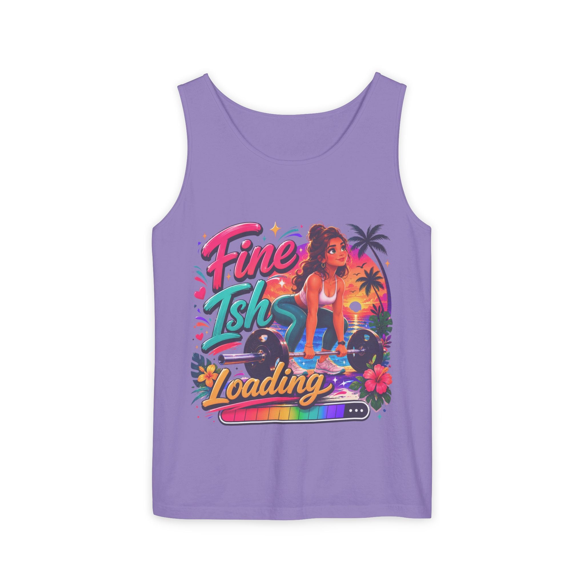 Fine Ish Loading Tank Top — Tropical Pin-Up Workout Graphic Tank