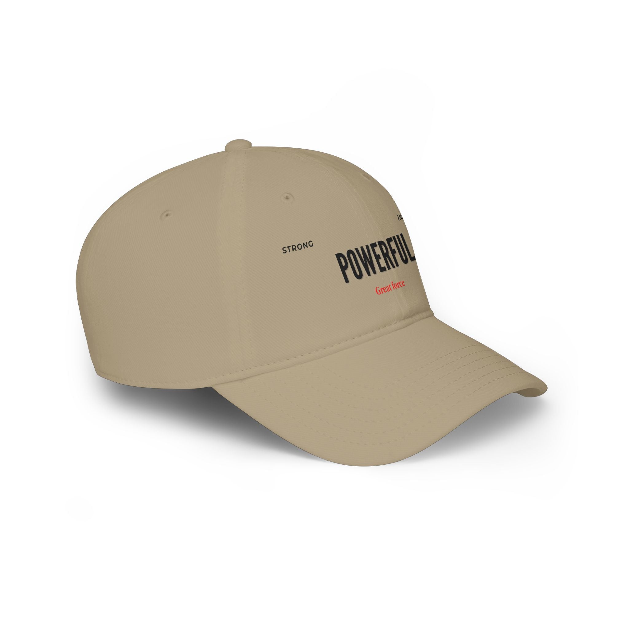 Red 'POWERFUL' Embroidered Low Profile Baseball Cap