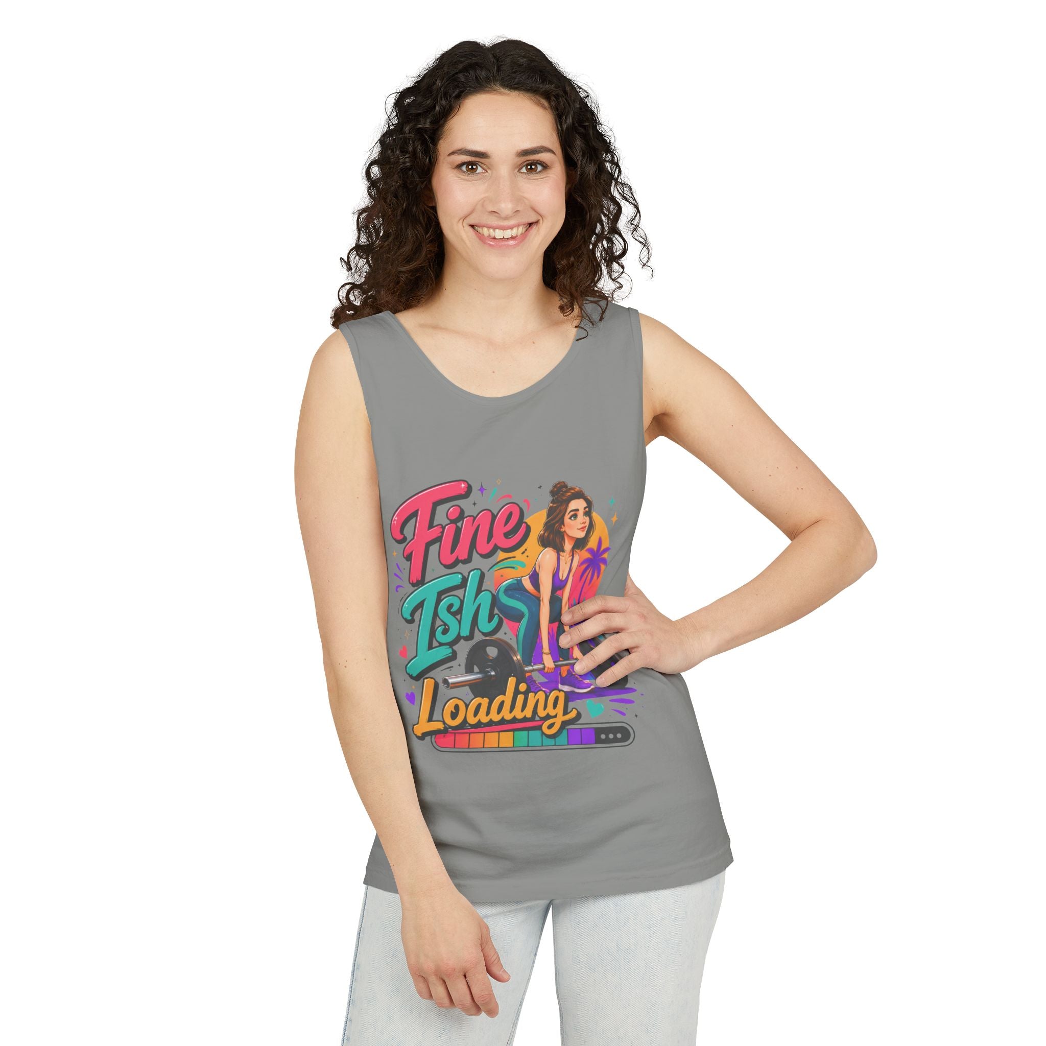 Tank Top — "Fine Ish Loading" Retro Fitness Graphic Tank for Women