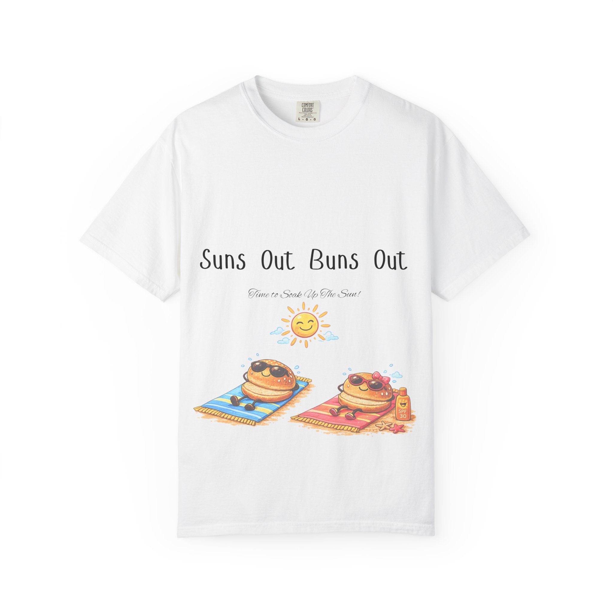 Suns Out Buns Out T-Shirt — Funny Burger Beach Tee