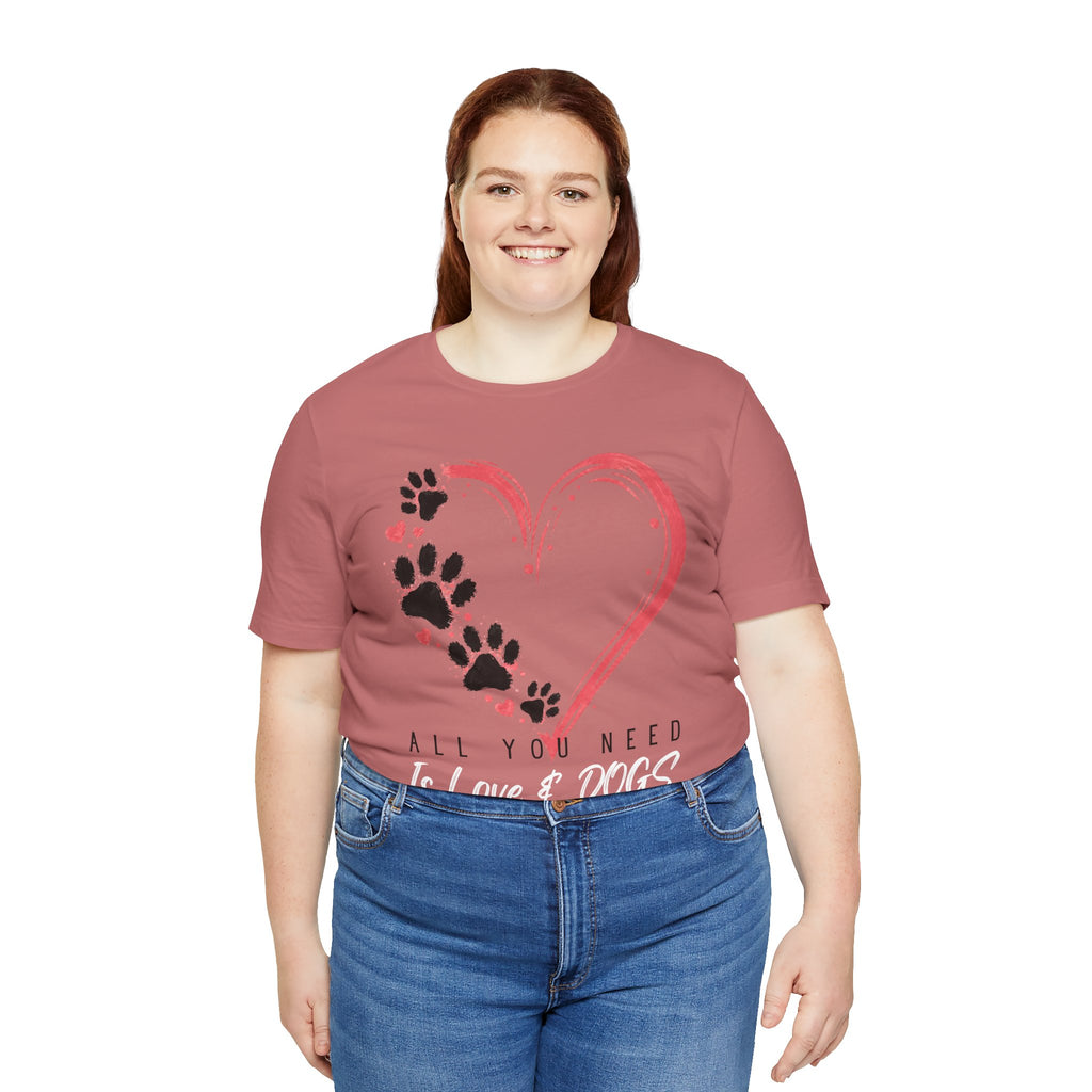 “All You Need Is Love & Dogs” Heart Paw Tee