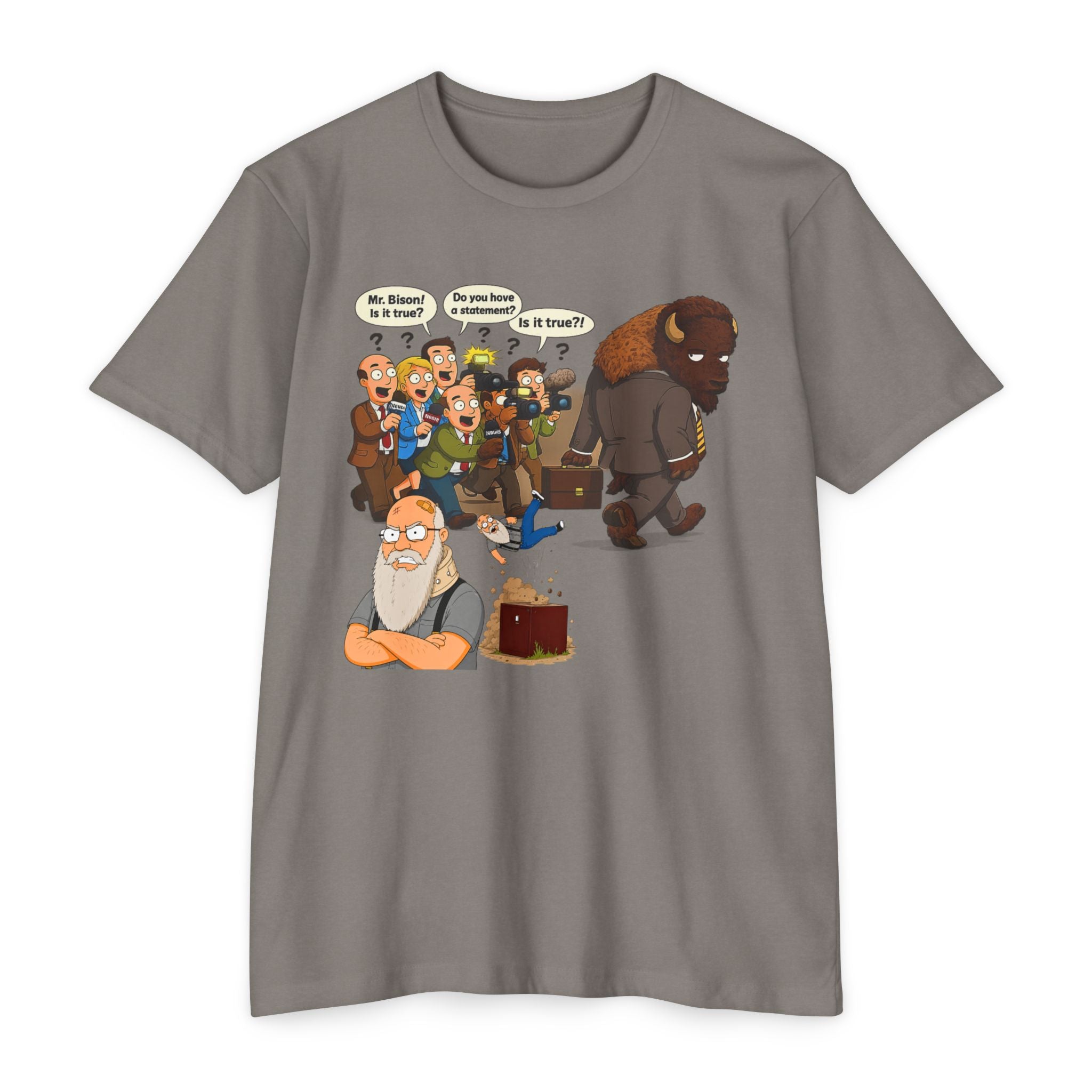 Funny Cartoon Yellow Bison Flip T-Shirt