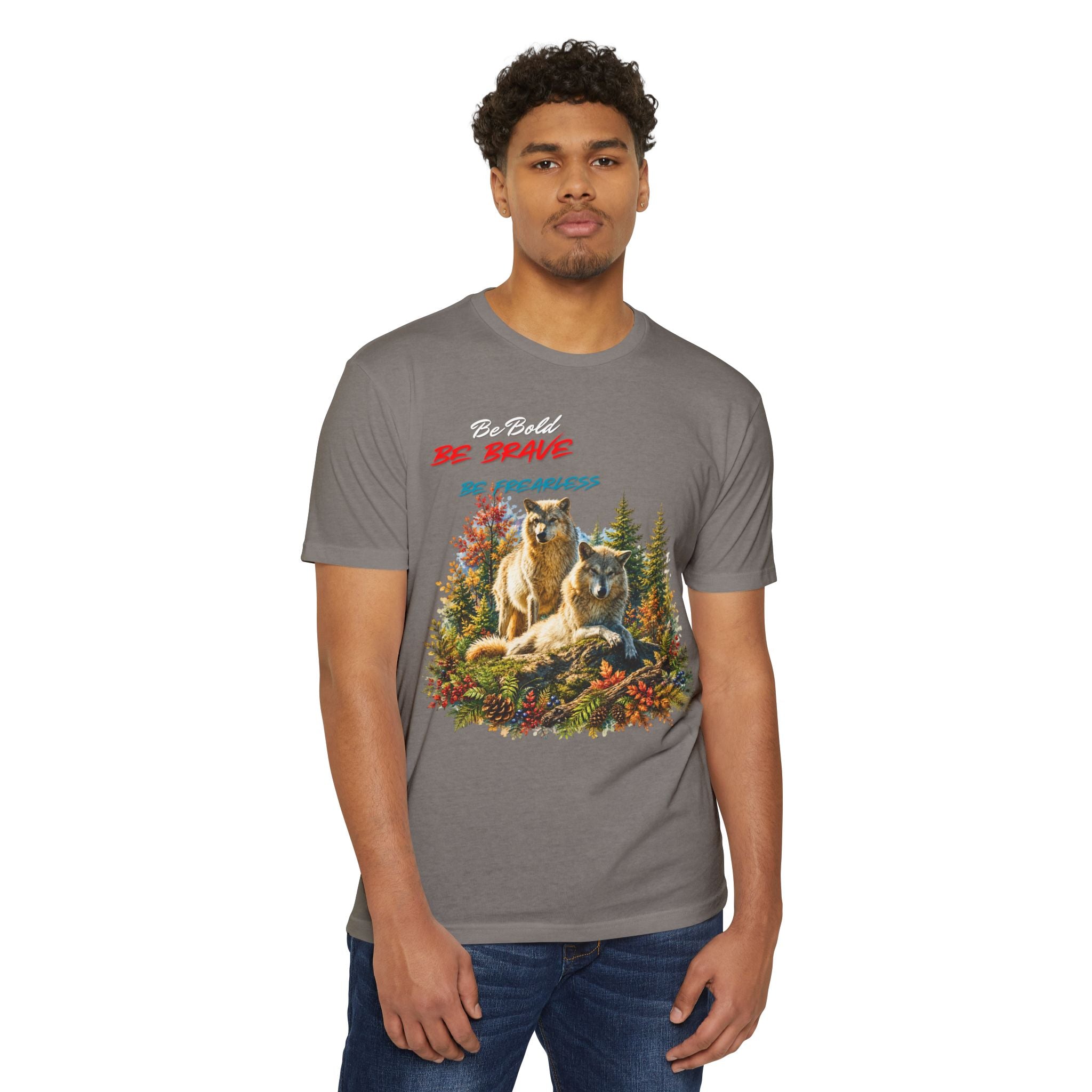 Be Brave Be Fearless Wolf Graphic T‑Shirt